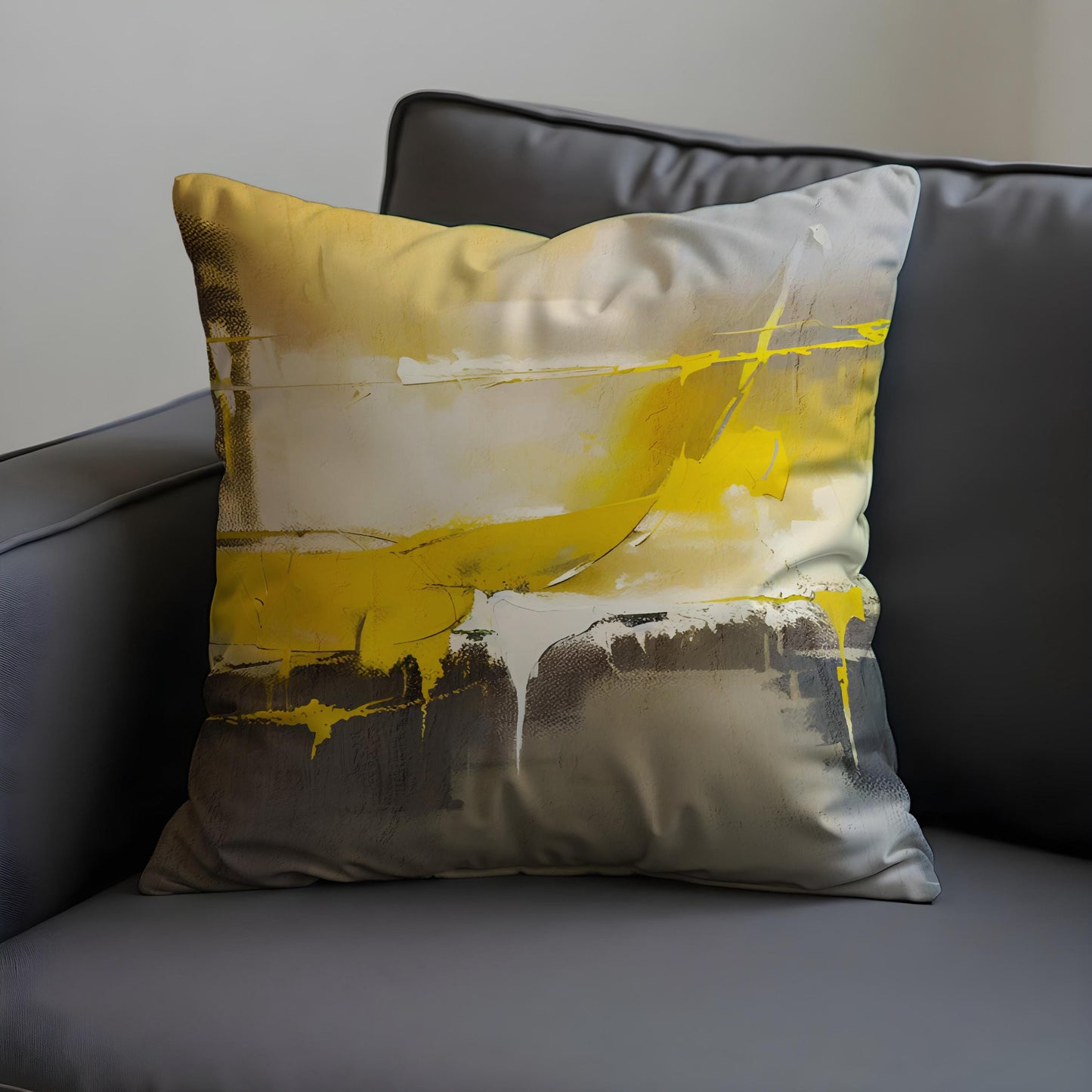 Yellow Abstract Cushion Cover, Modern Artistic Throw Pillow Case