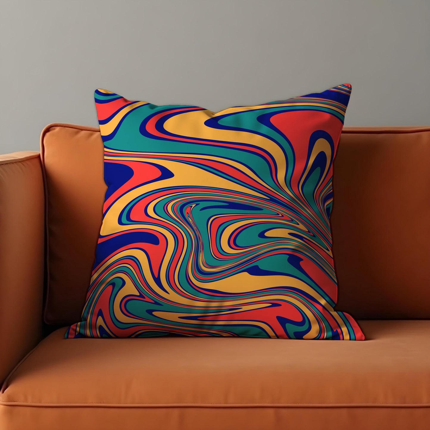 Abstract Swirl Cushion Cover, Vibrant Colorful Pillow Case