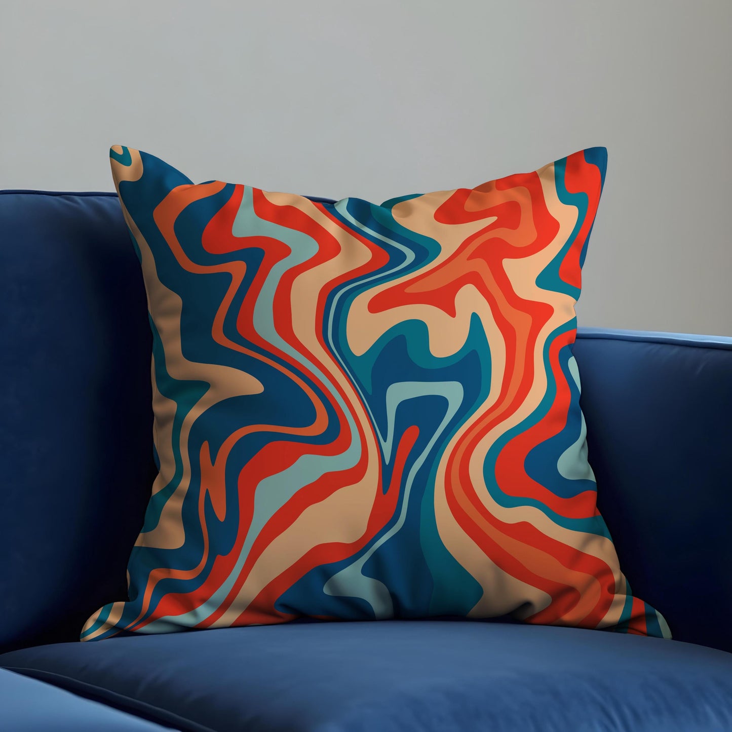 Psychedelic Swirl Cushion Cover, Retro Groovy Abstract Pillow Cover