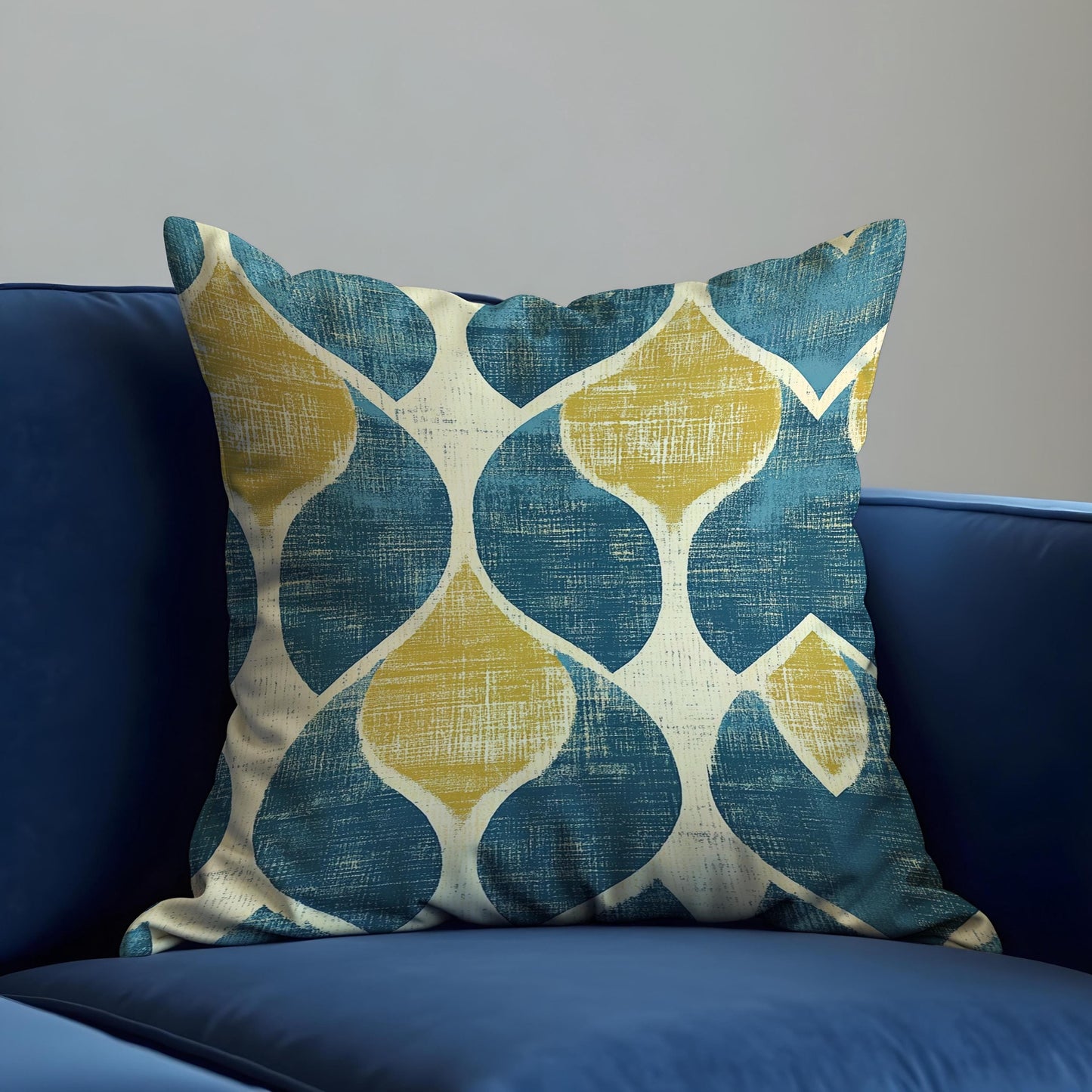 Teal & Mustard Retro Cushion Cover, Mid Century Modern Pillowcase