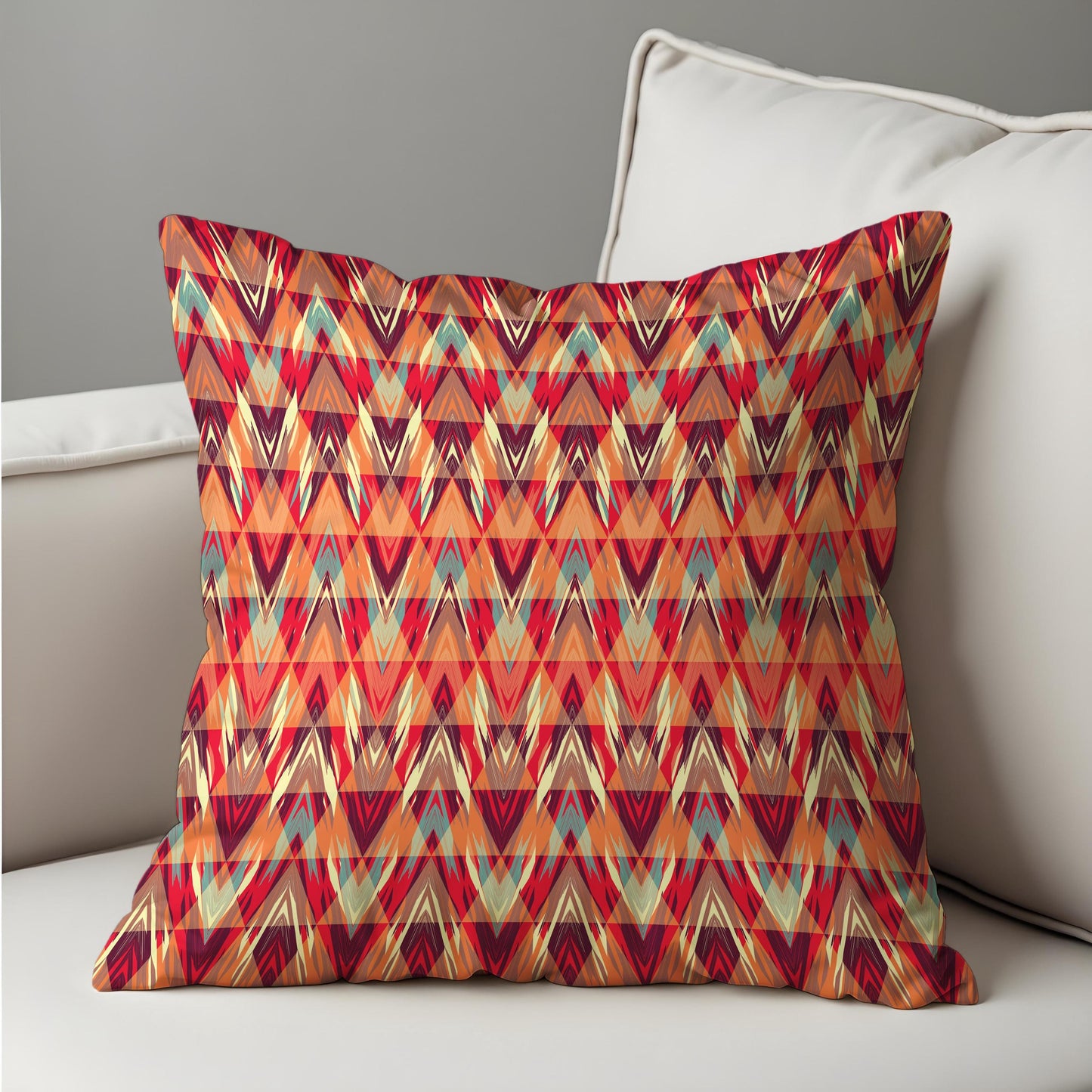 Boho Tribal Chevron Cushion Cover, Vibrant Geometric Pillow Case