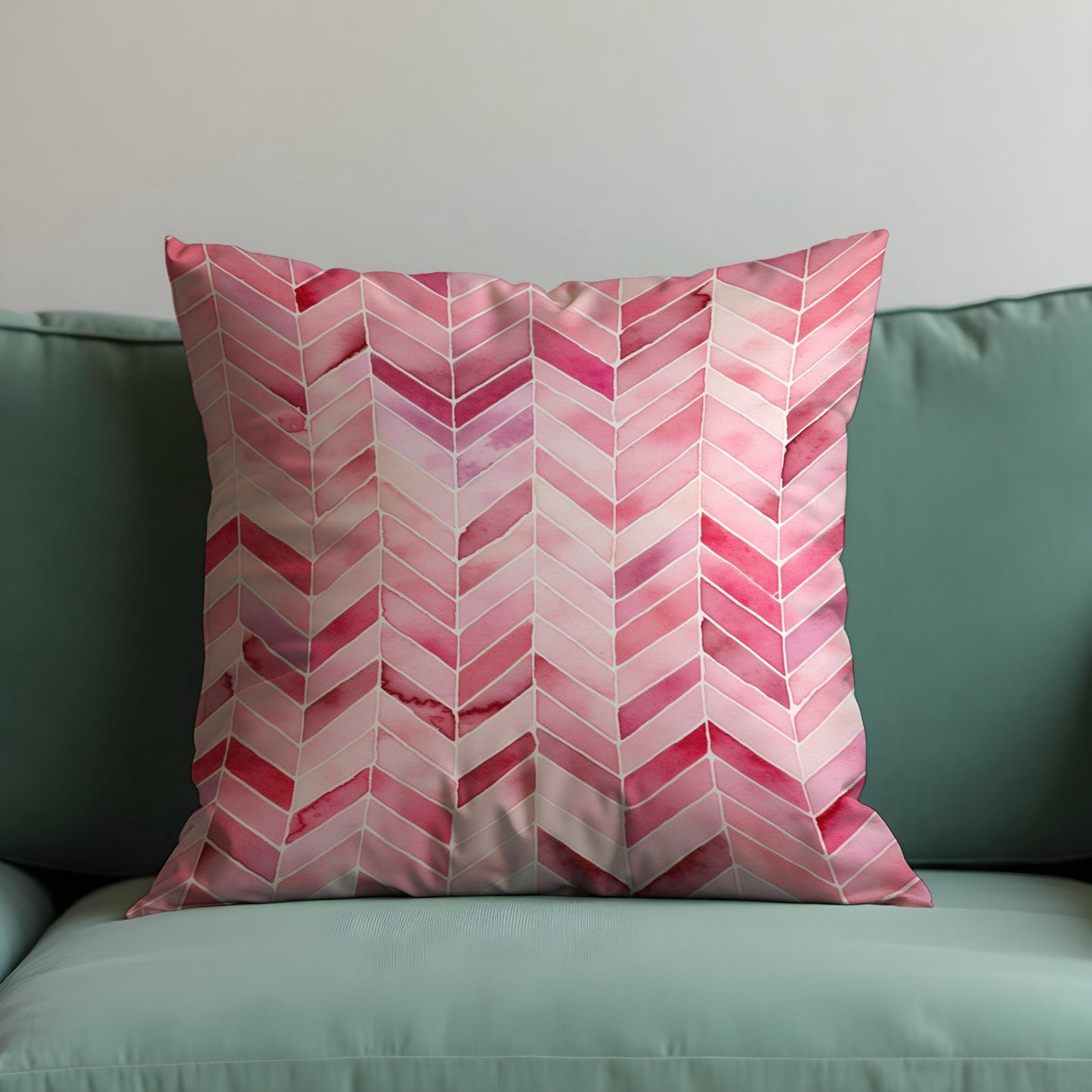 Pink Chevron Cushion Cover, Watercolor Zigzag Throw Pillow Cover