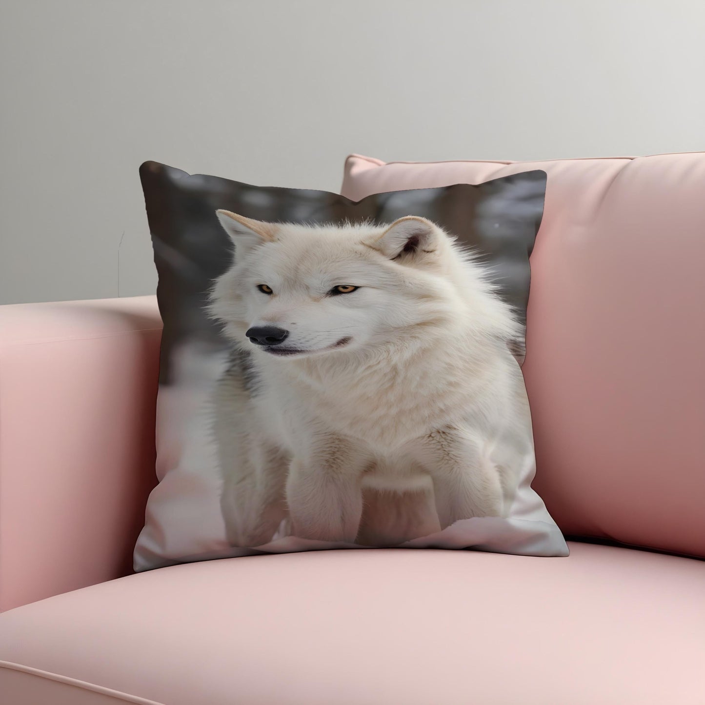 White Wolf Cushion Cover, Arctic Wolf Throw Pillow Cover