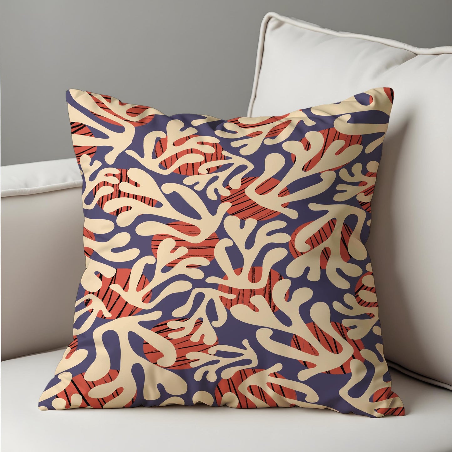 Abstract Coral Reef Cushion Cover, Modern Ocean Pillow Cover