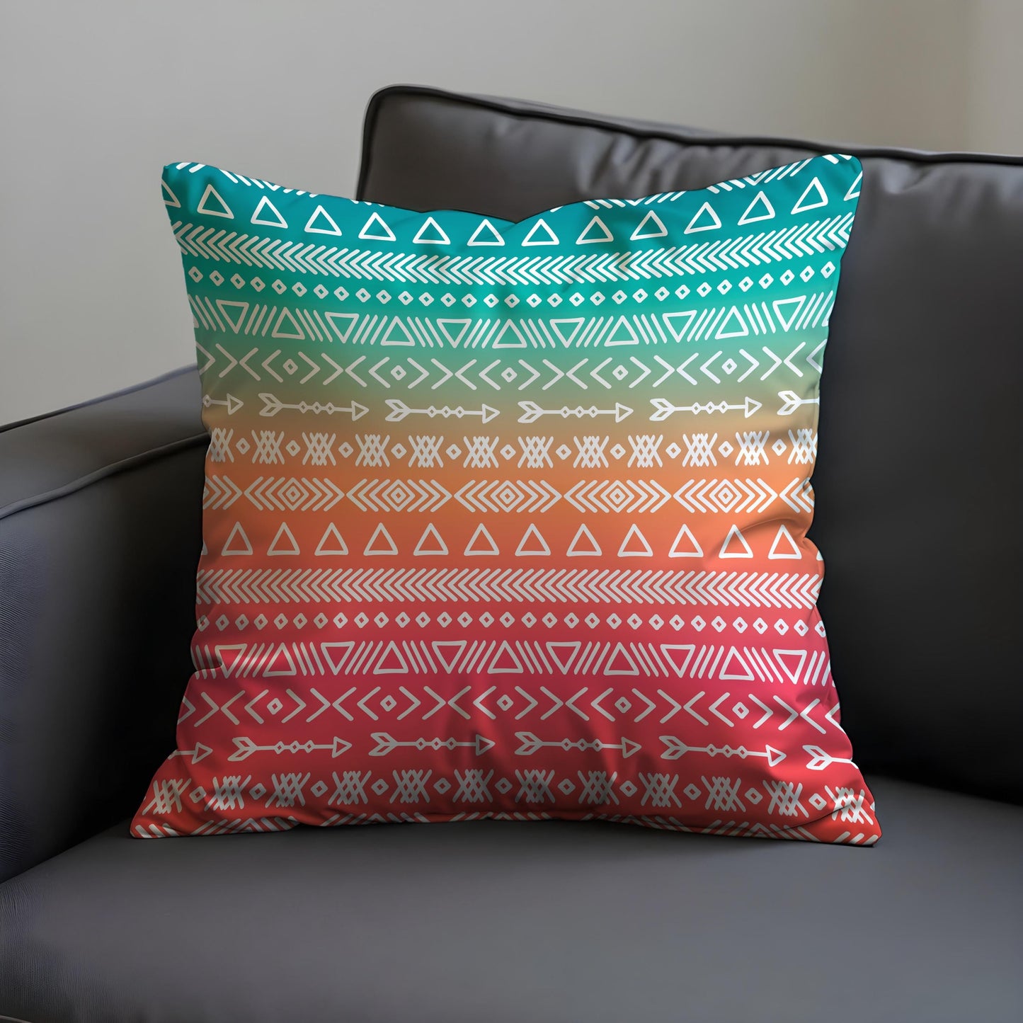 Boho Tribal Pattern Cushion Cover, Colorful Geometric Pillow Case