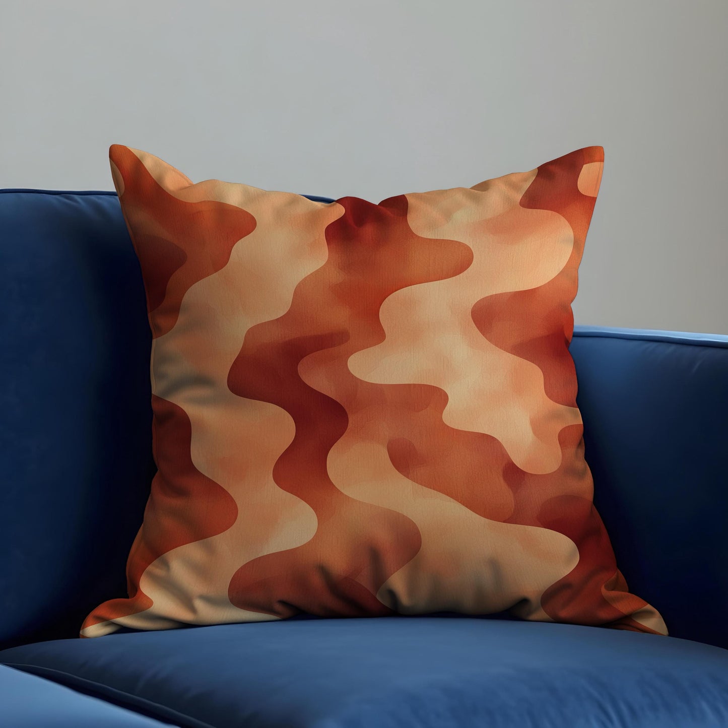 Wavy Retro Throw Pillow Cover, Abstract Earth Tone Cushion Cover