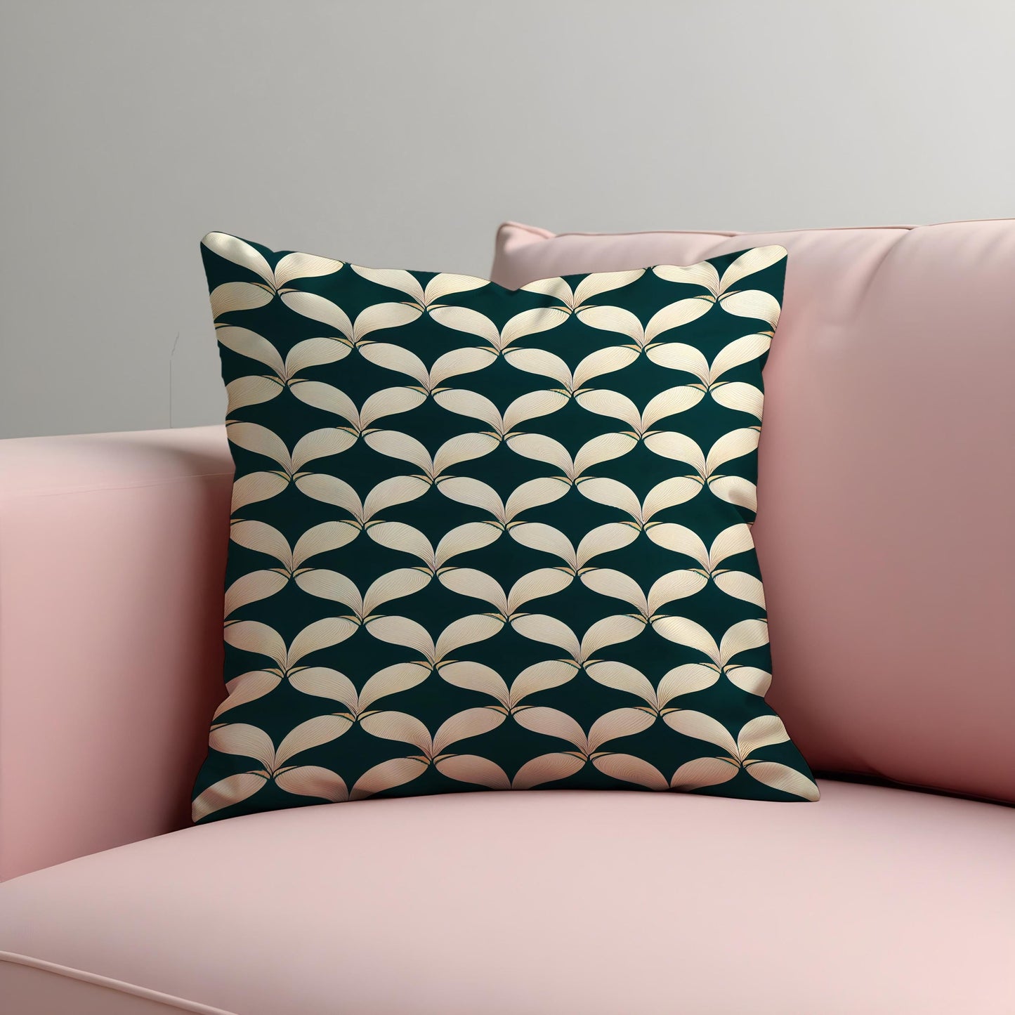 Traditional Art Deco Cushion Cover, Scallop Pattern Pillow Cover