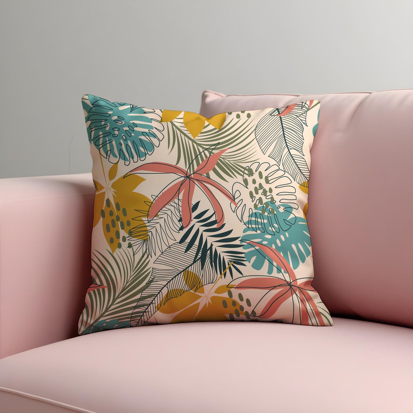 Tropical Jungle Cushion Cover, Monstera Leaf Throw Pillow Cover
