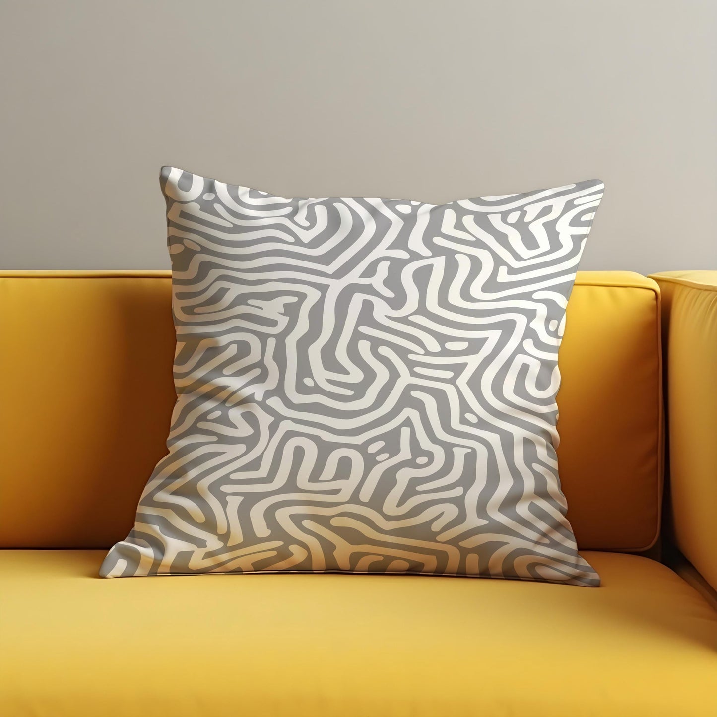 Modern Abstract Cushion Cover, Grey and White Geometric Pillow Cover