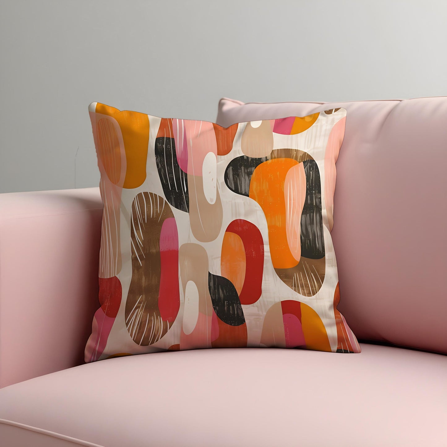 Modern Abstract Cushion Cover, Bold Organic Shapes Pillow Cover