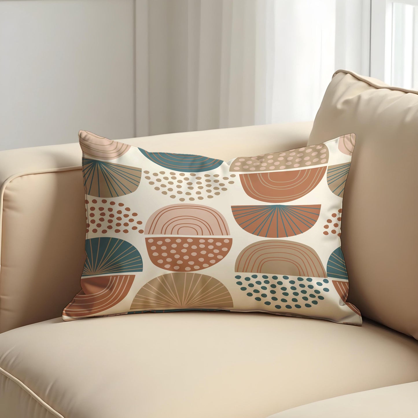 Modern Boho Geometric Cushion Cover, Minimalist Dot Pillow Cover