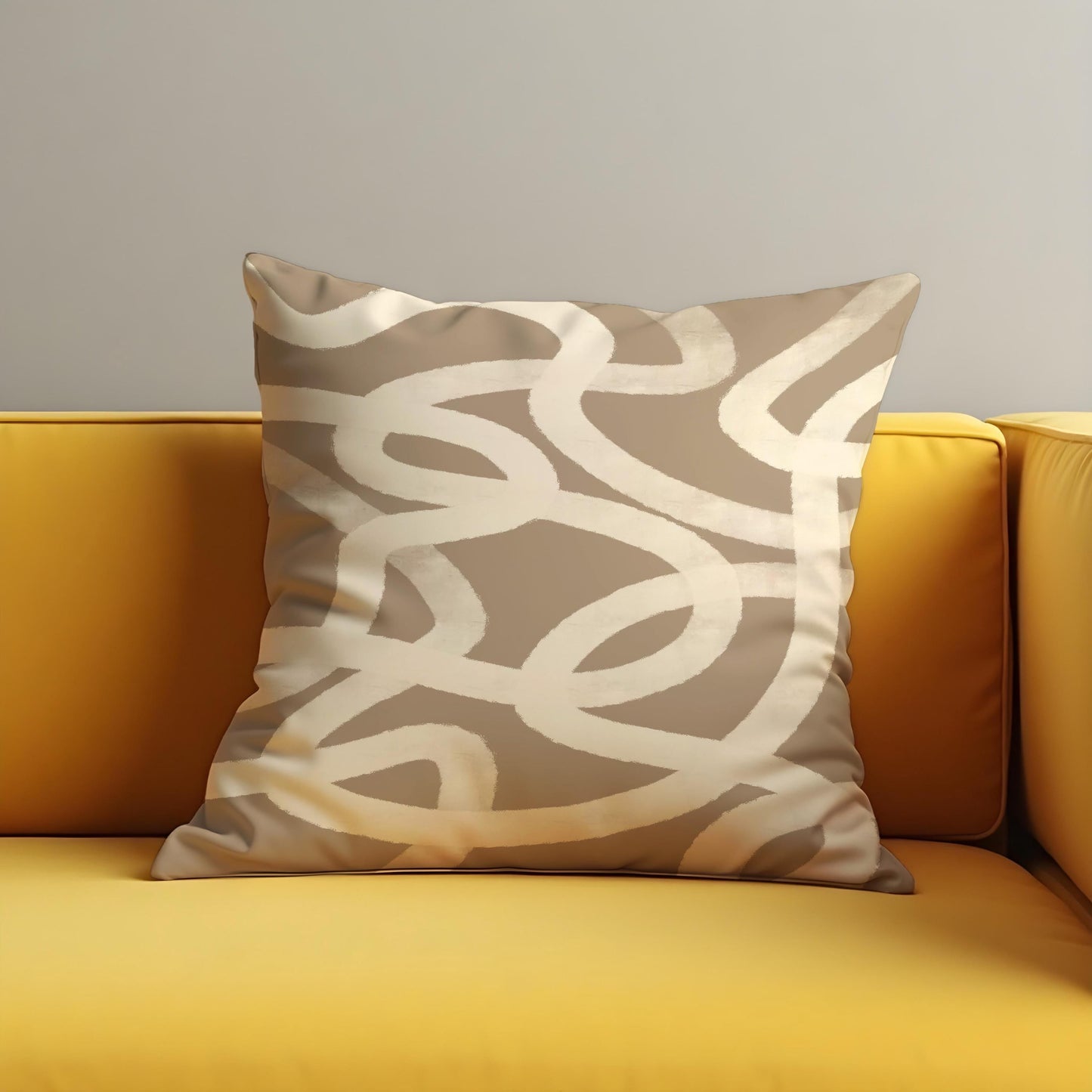 Neutral Abstract Loop Cushion Cover, Minimalist Throw Pillow Cover