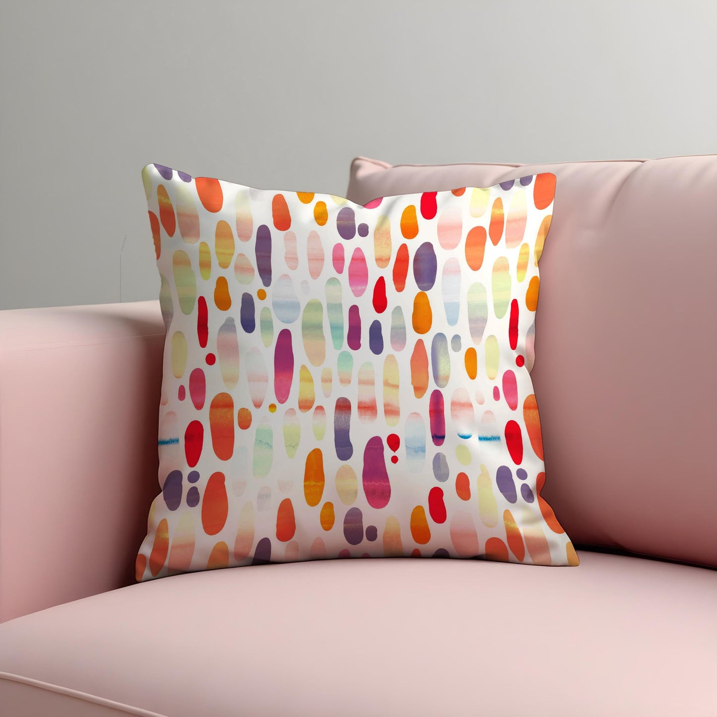 Colorful Watercolor Cushion Cover, Rainbow Dot Throw Pillow Cover