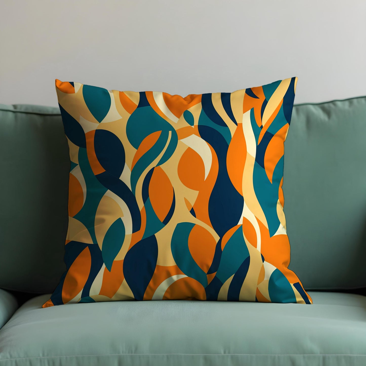 Retro Abstract Cushion Cover, Colorful Leafy Swirl Pattern Pillow Case