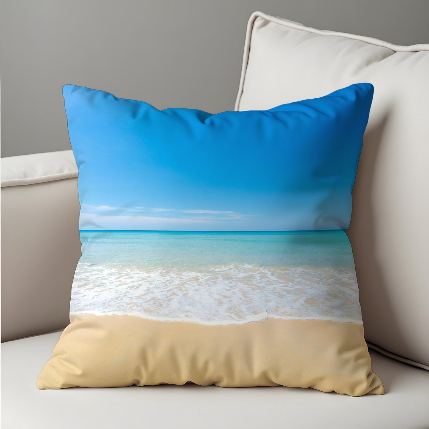 Tropical Beach Cushion Cover, Calm Ocean Pillow Case