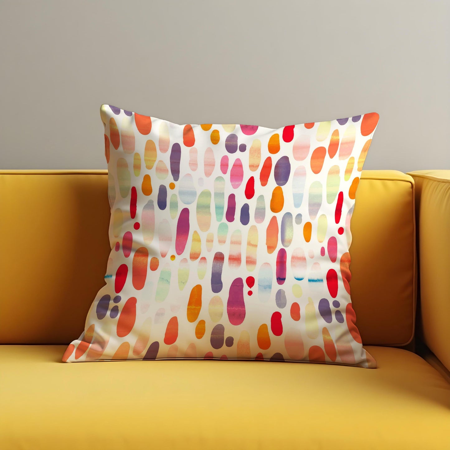 Colorful Watercolor Cushion Cover, Rainbow Dot Throw Pillow Cover