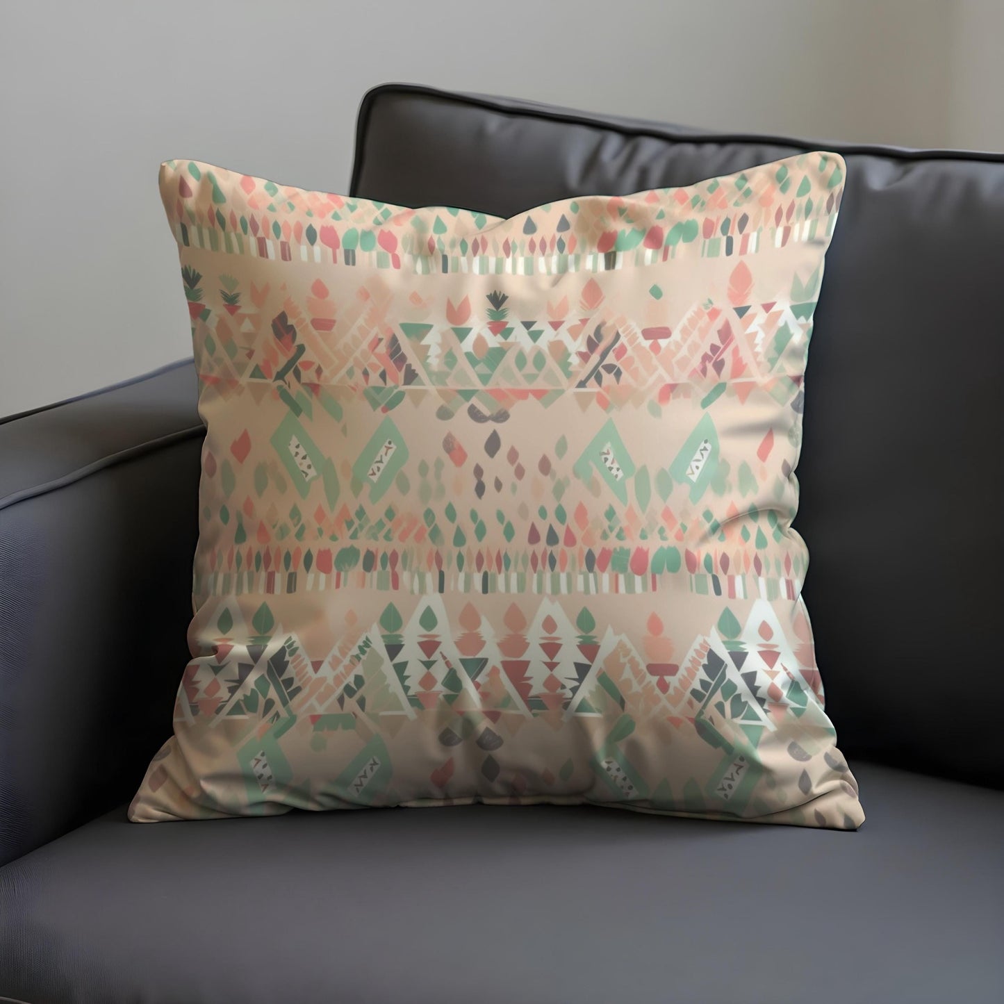 Pastel Southwestern Cushion Cover, Soft Tribal Geometric Pattern Pillow Case