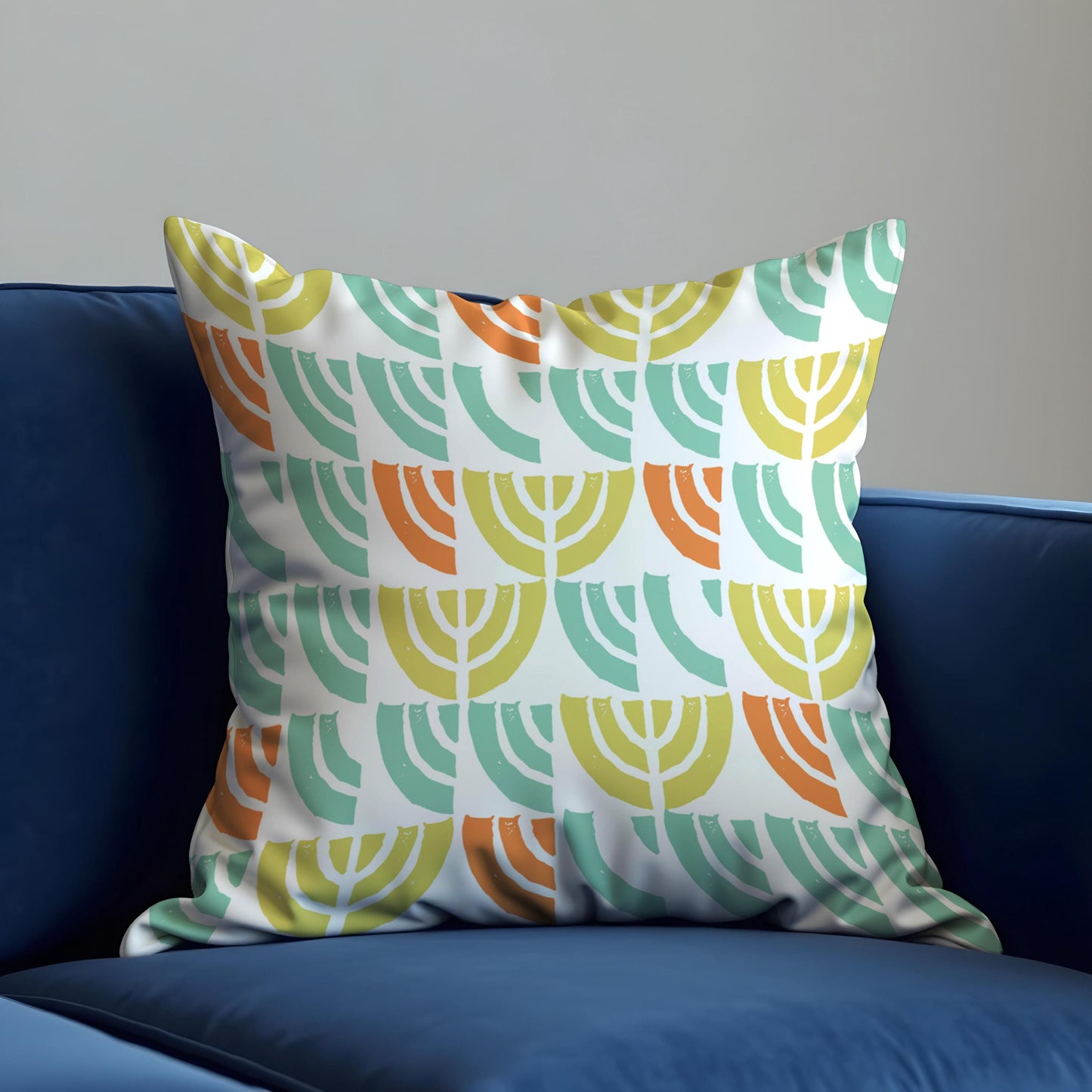 Retro Mid Century Modern Cushion Cover, Block Print Pillow Case