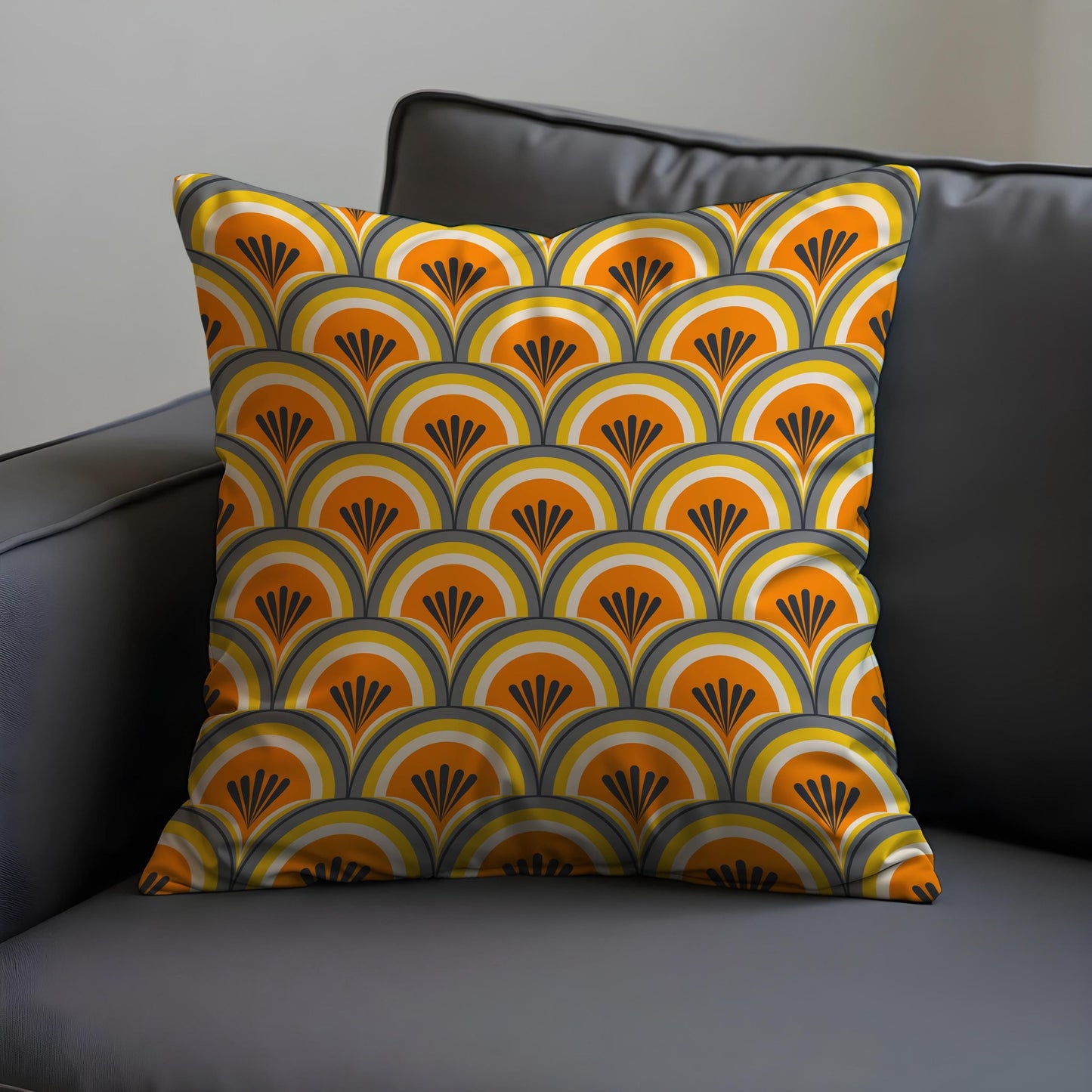 Retro Geometric Cushion Cover, Art Deco Throw Pillow Cover