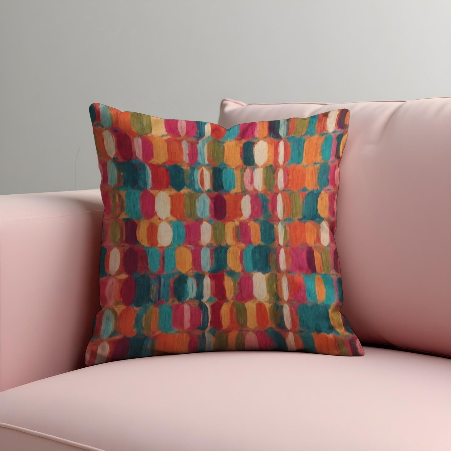 Colorful Abstract Dot Cushion Cover, Teal & Coral Pillow Cover