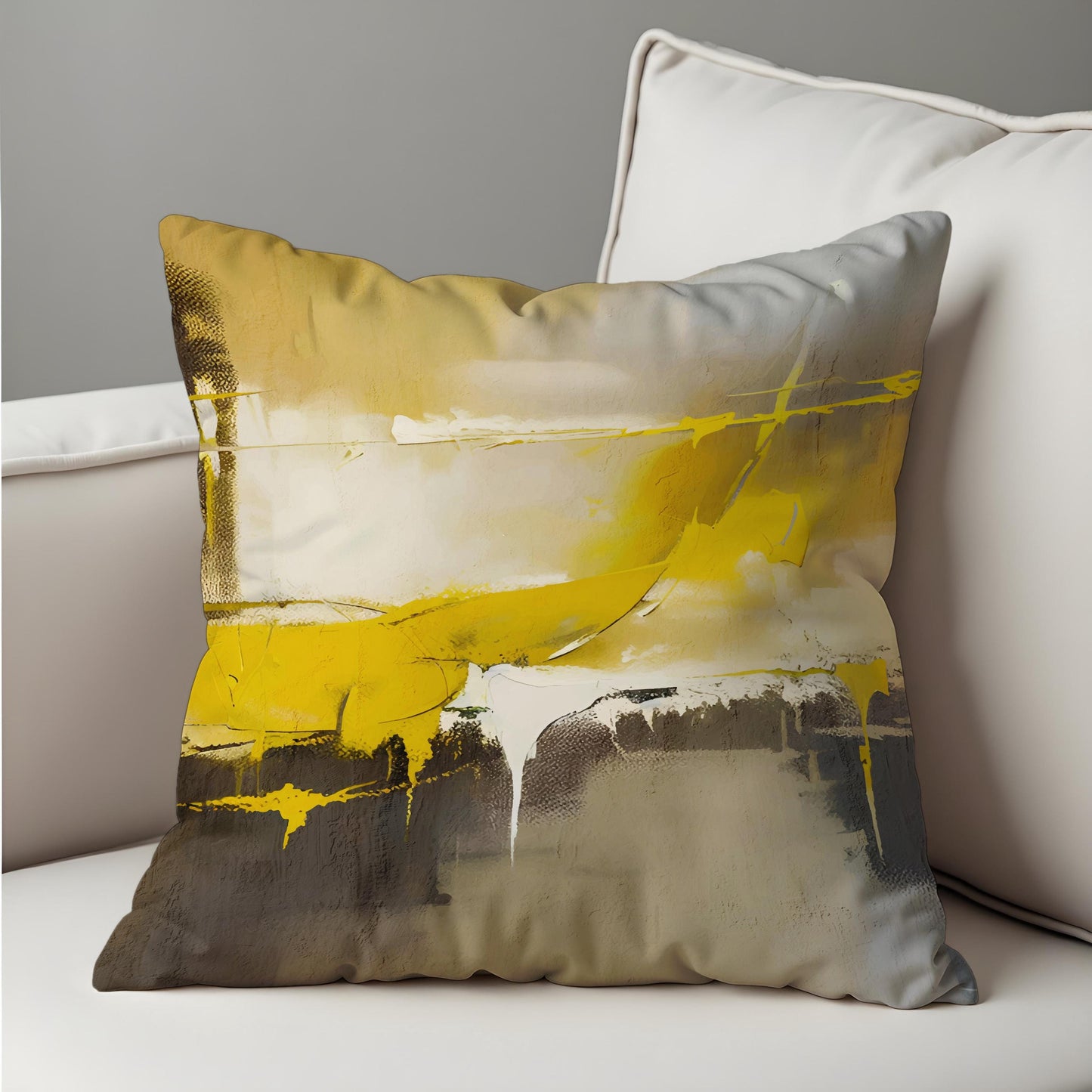 Yellow Abstract Cushion Cover, Modern Artistic Throw Pillow Case