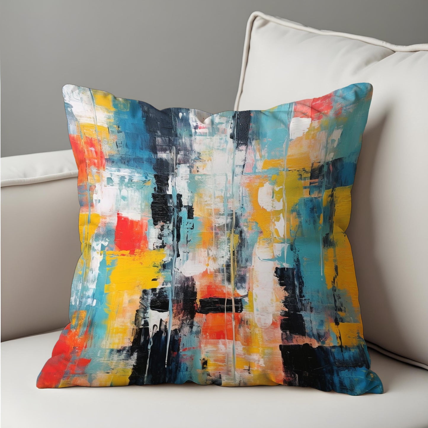 Colorful Abstract Art Cushion Cover, Brushstroke Throw Pillow Case