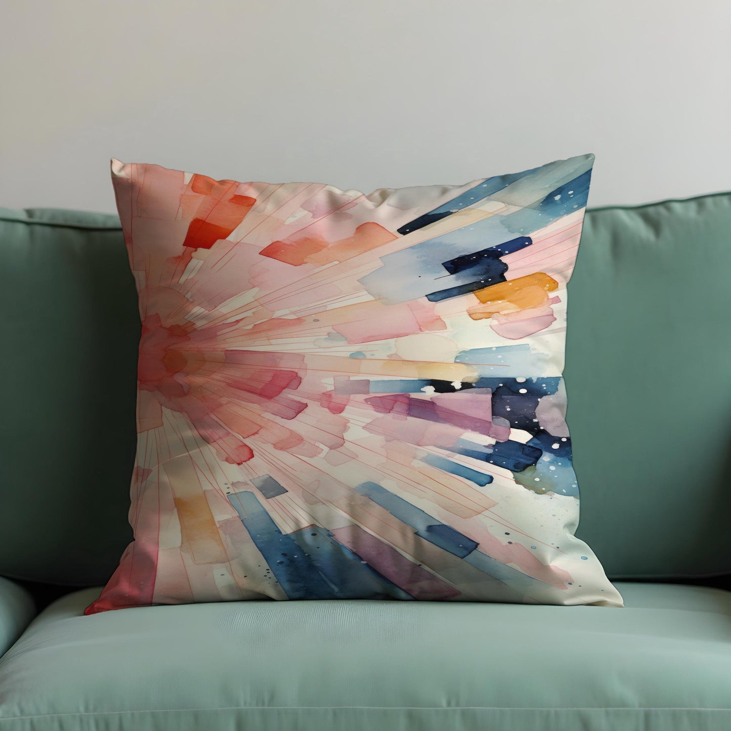 Watercolor Burst Cushion Cover, Abstract Color Explosion Throw Pillow Cover