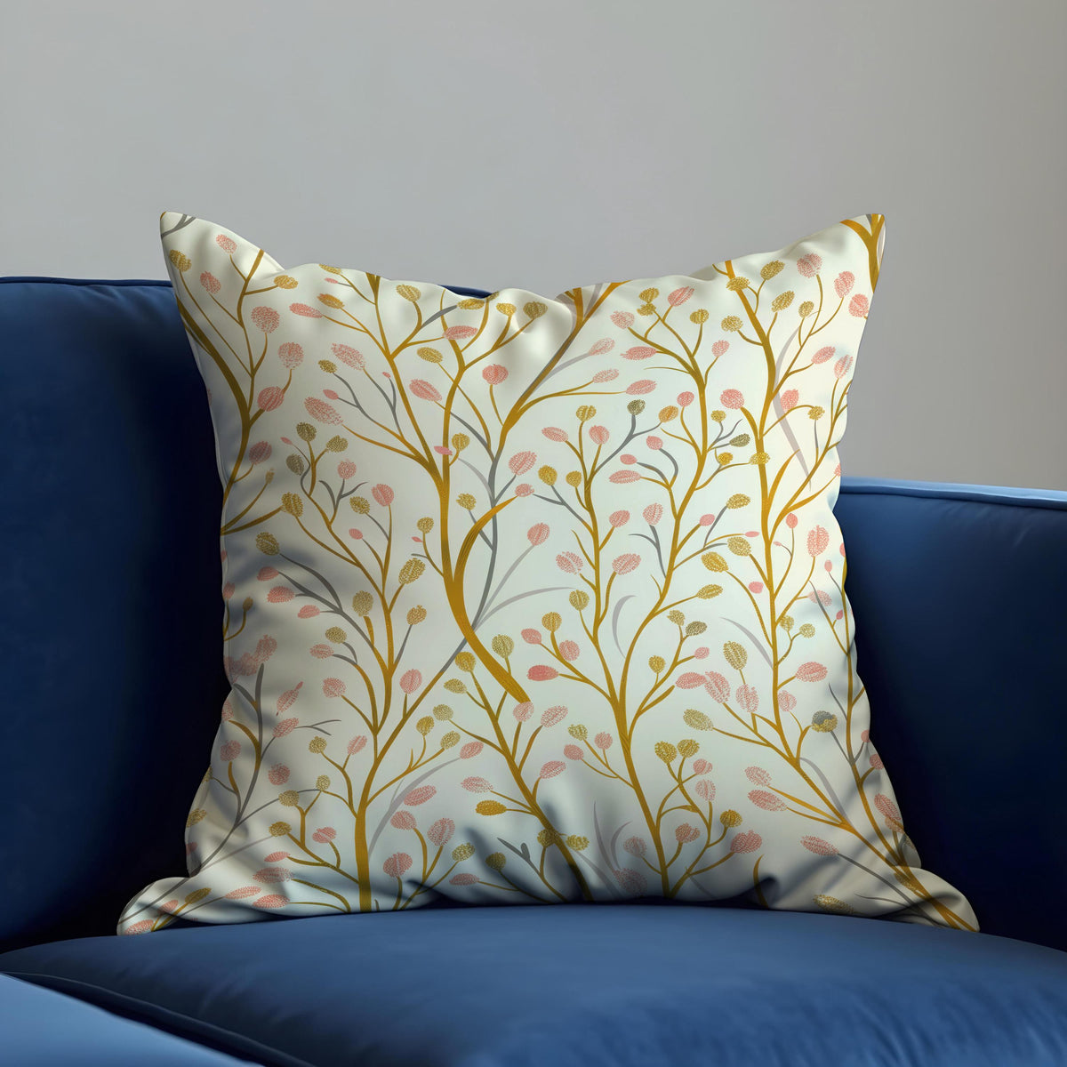 Floral Cushion Cover, Neutral Botanical Modern Throw Pillow Case