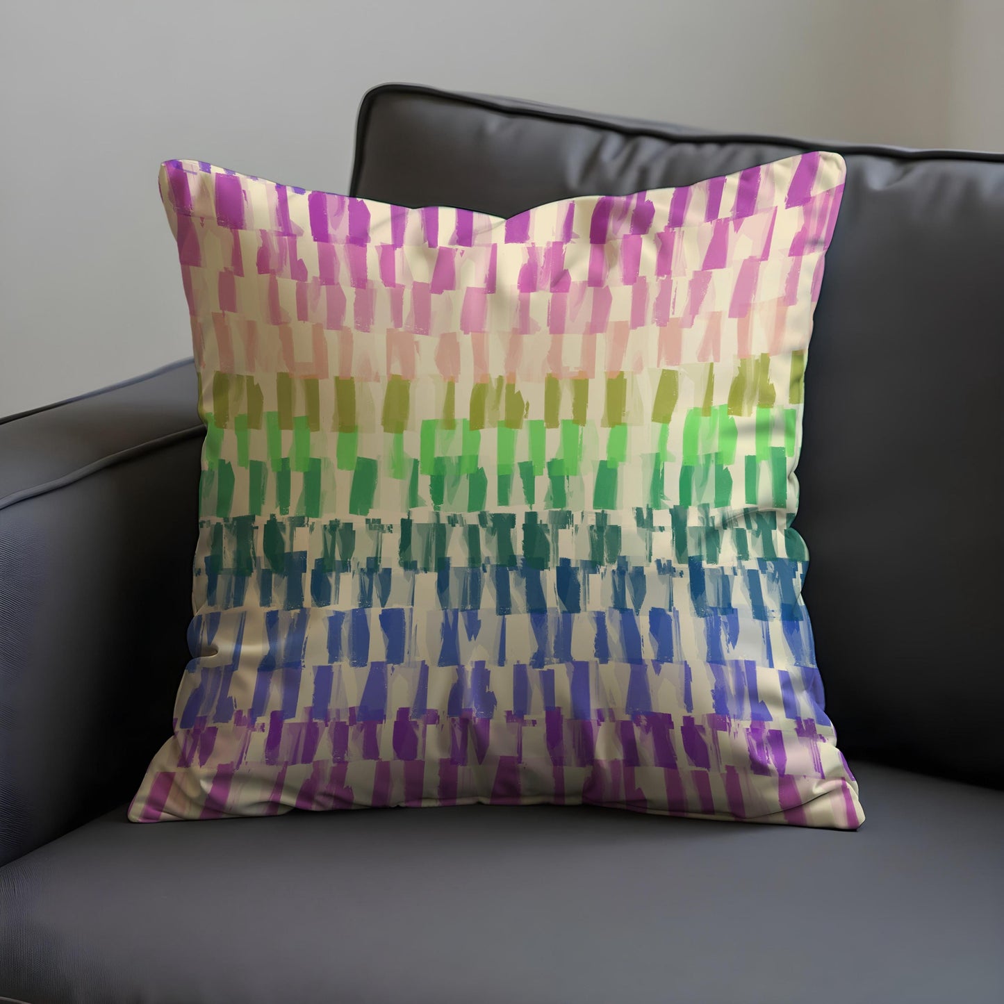 Rainbow Brushstroke Cushion Cover, Colorful Abstract Throw Pillow Case