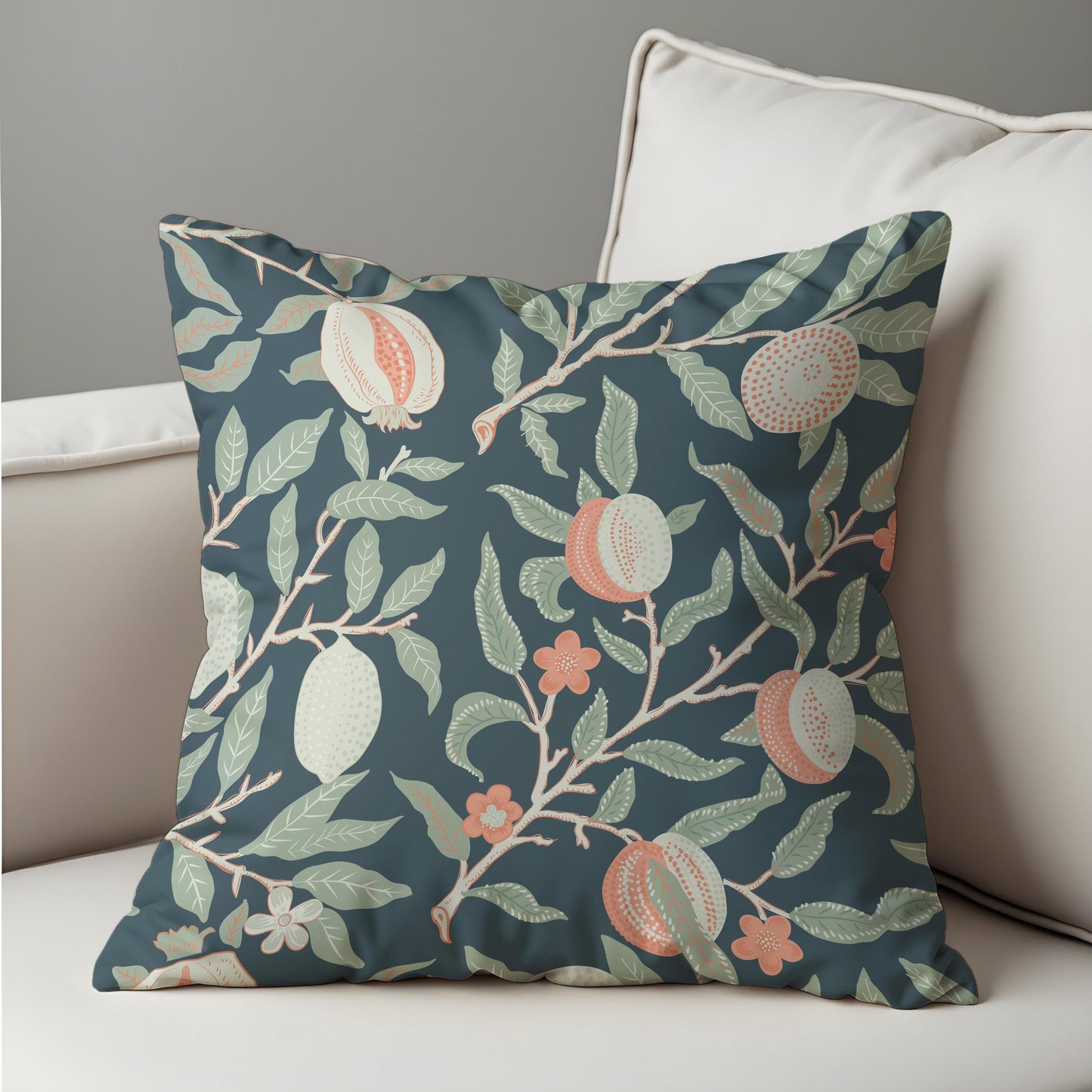 Classic Fruit Tree Cushion Cover, Botanical Pomegranate Pillow Cover