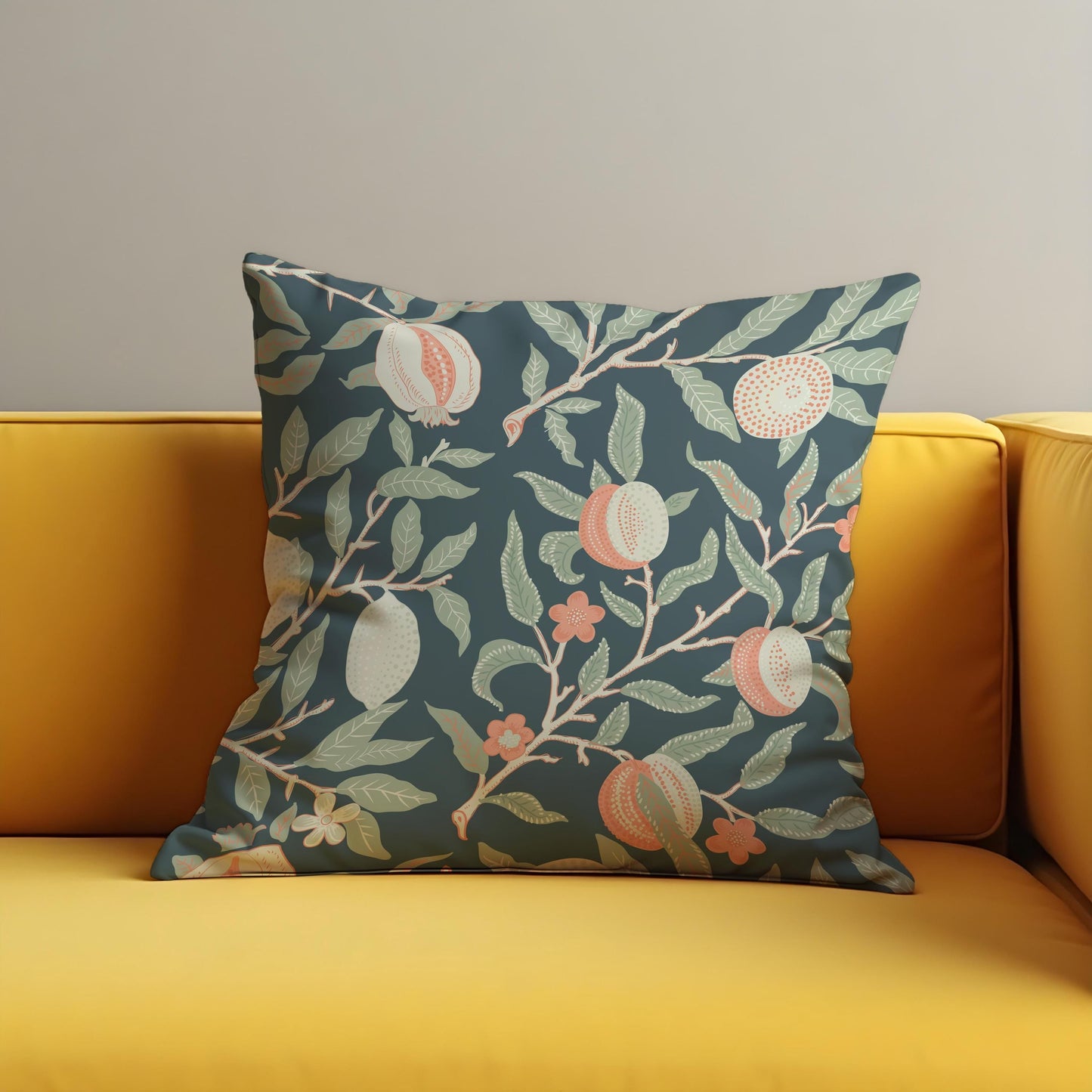 Classic Fruit Tree Cushion Cover, Botanical Pomegranate Pillow Cover