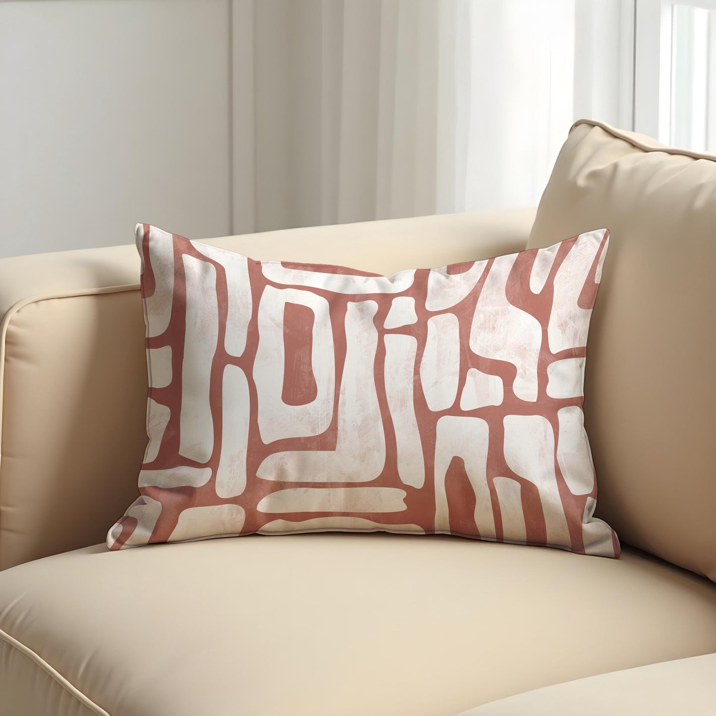 Blush Pink Abstract Cushion Cover , Organic Line ArtPillow Case