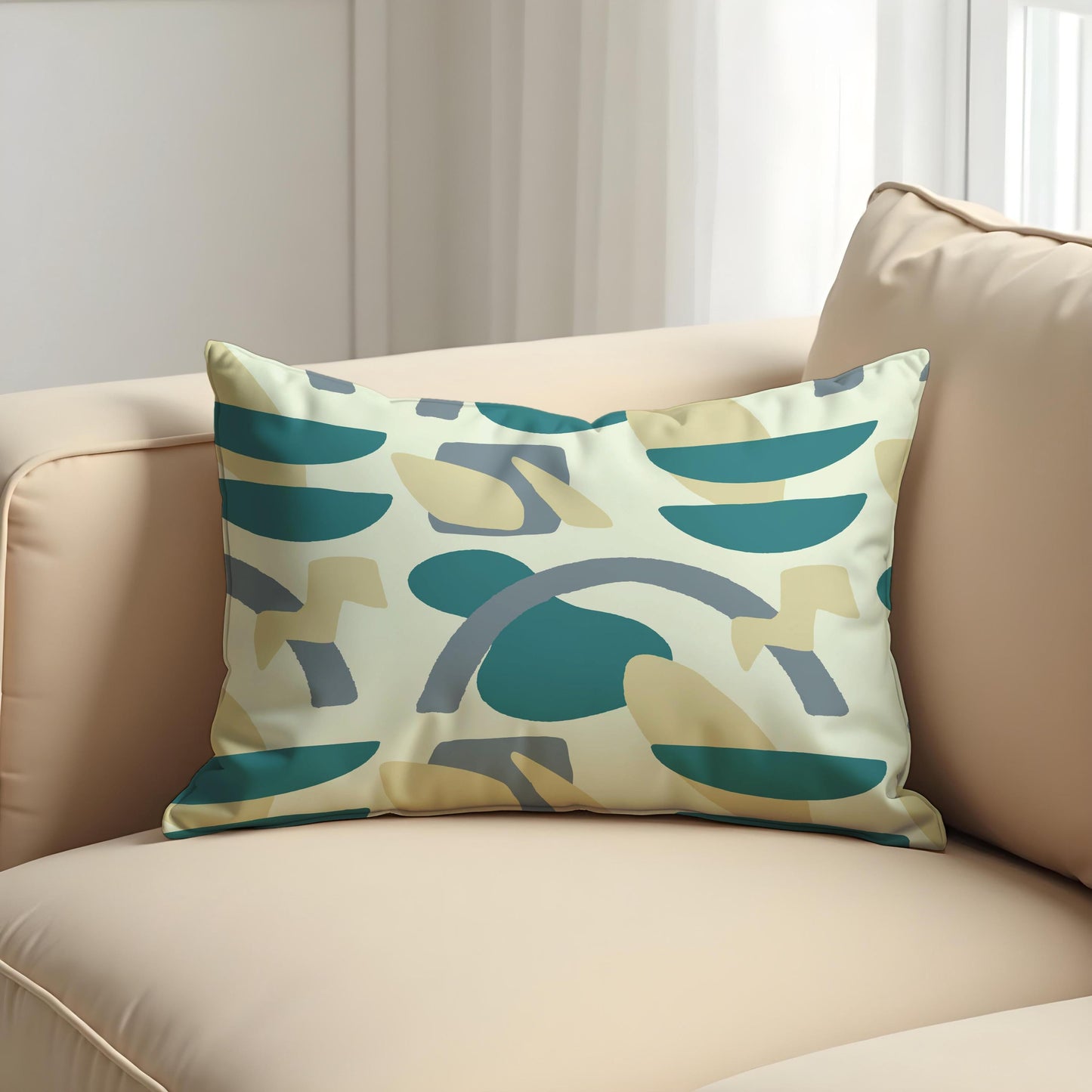 Modern Abstract Cushion Cover, Teal Throw Pillow Case