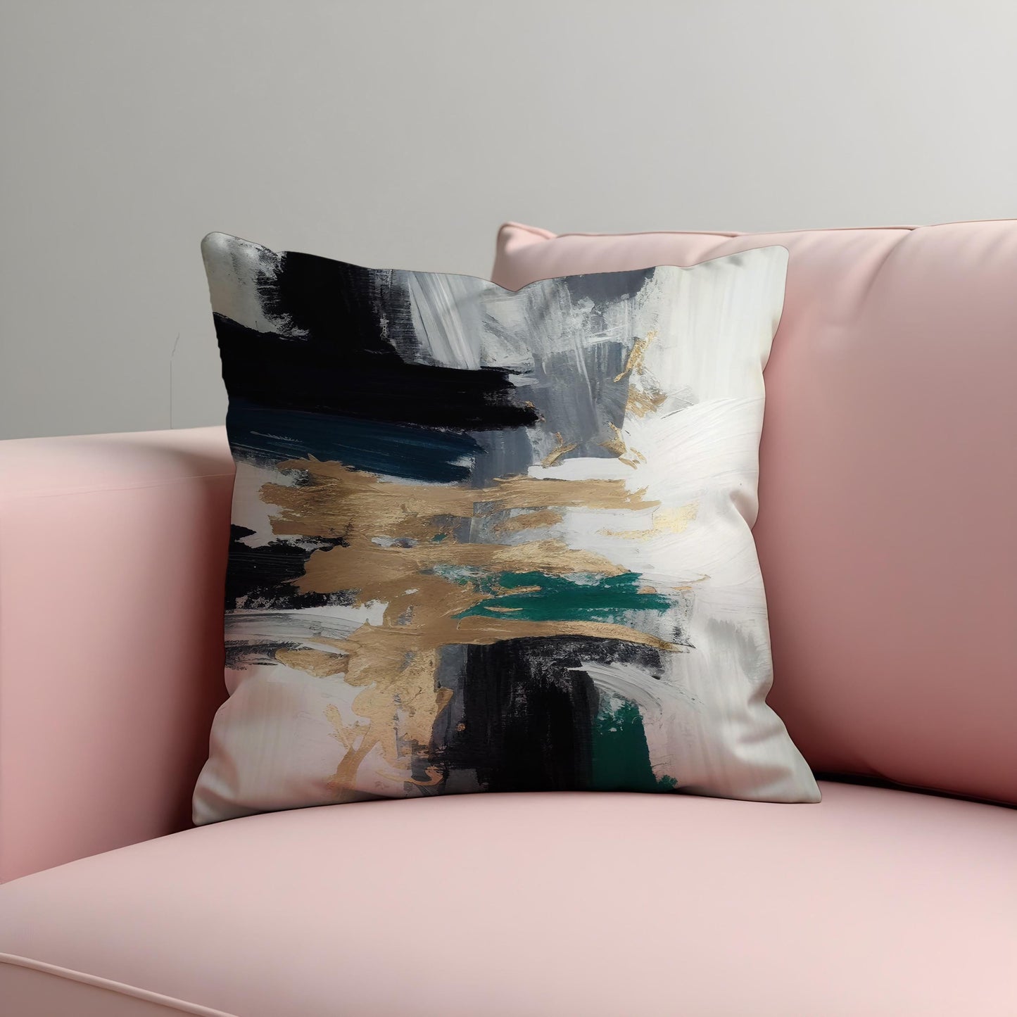 Abstract Brushstroke Cushion Cover, Black & Cream Modern Art Pillow Case