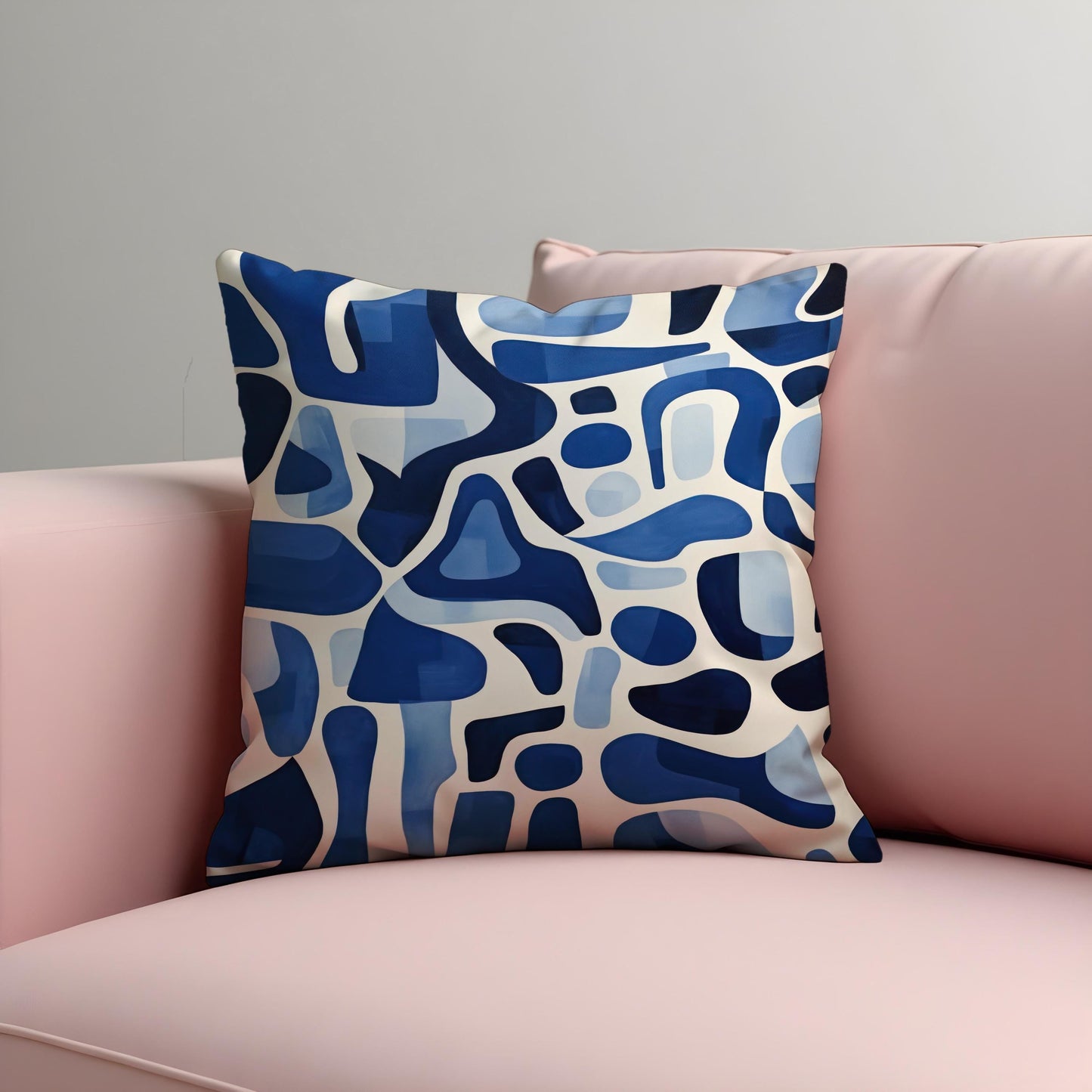 Abstract Blue Cushion Cover, Navy Blue Pattern Pillow Case
