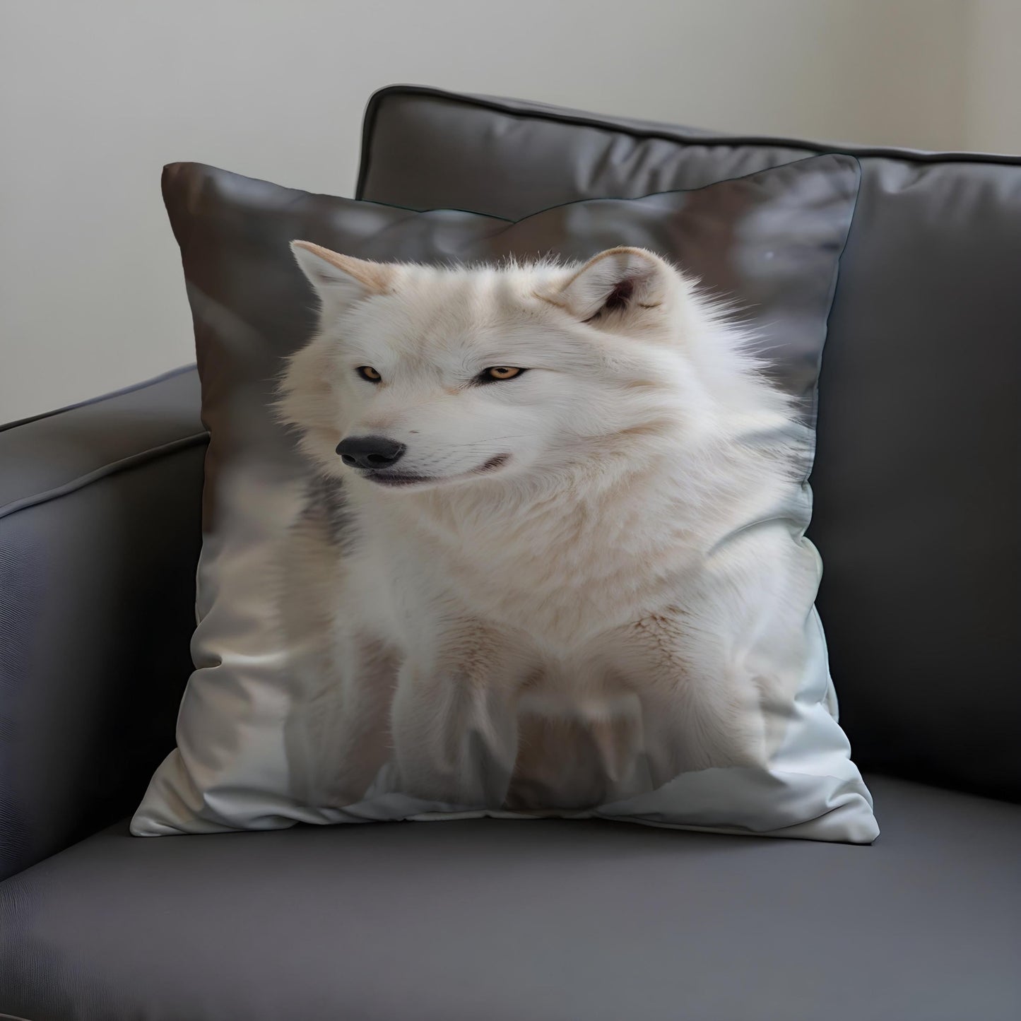 White Wolf Cushion Cover, Arctic Wolf Throw Pillow Cover