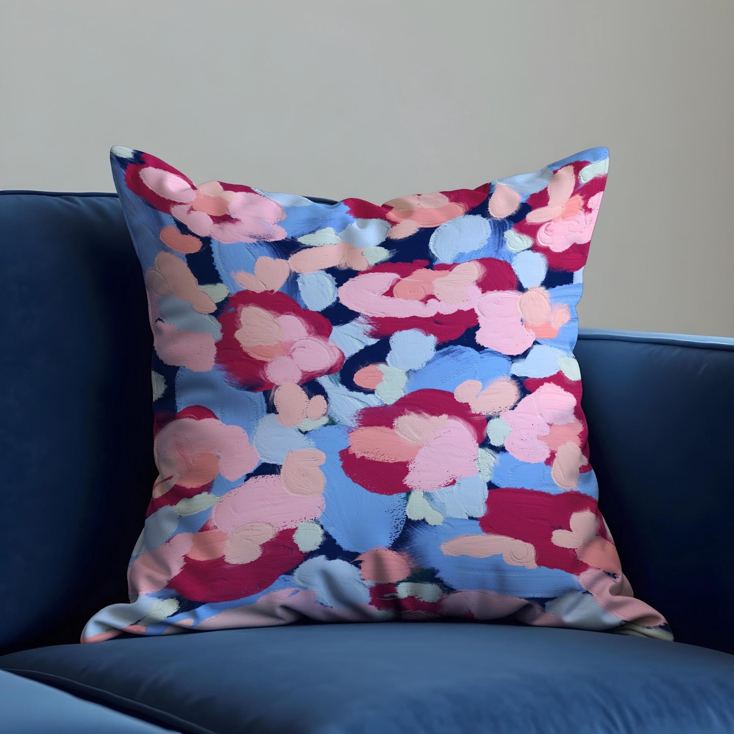 Abstract Floral Cushion Cover, Paint Effect Brushstroke Pillow Cover