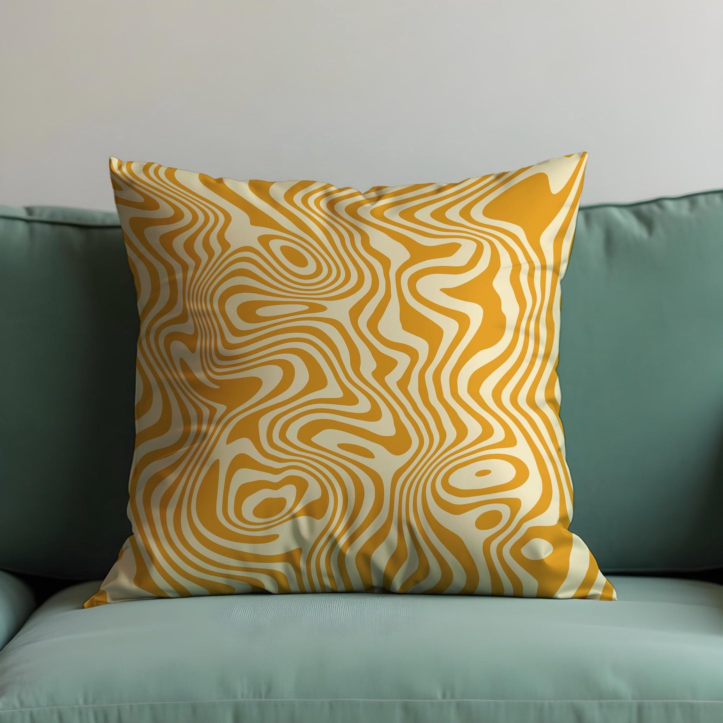 Abstract Yellow Cushion Cover, Swirling Geometric Line Pillow Case