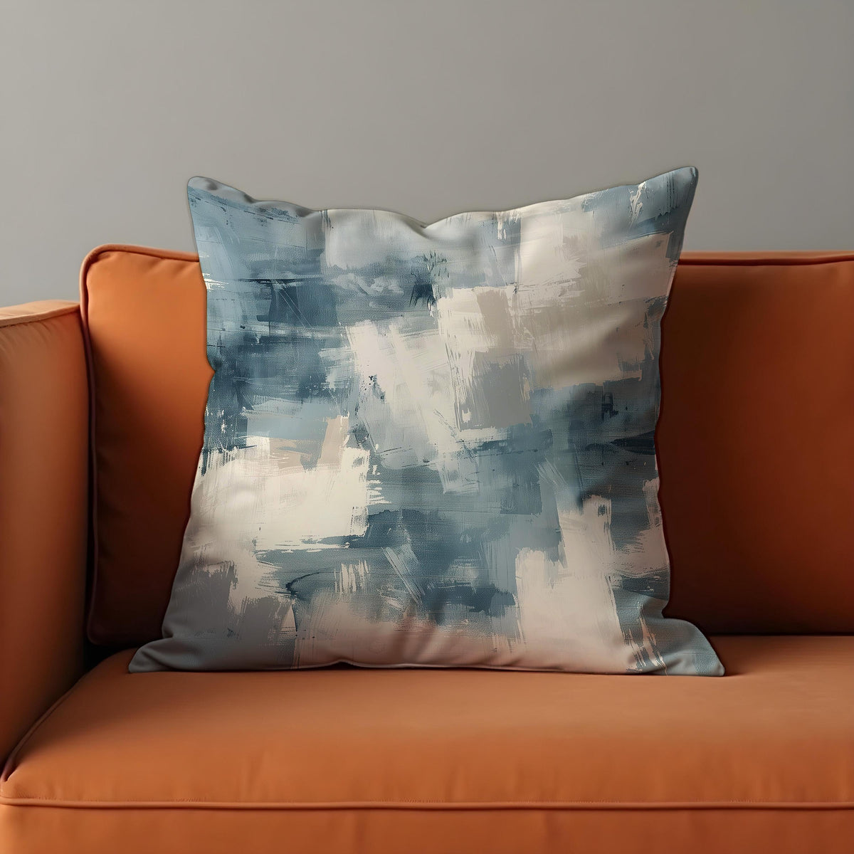 Abstract Blue Cushion Cover, Modern Painterly Throw Pillow Case