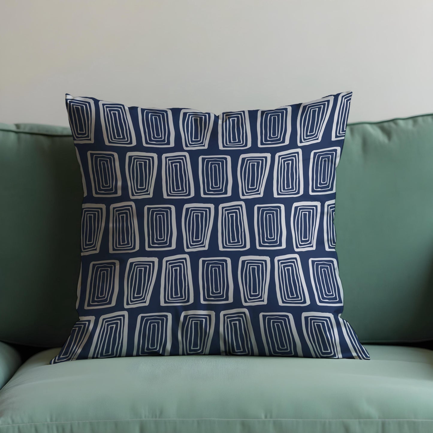 Navy Blue Abstract Cushion Cover, Rectangle Pattern Pillow Case