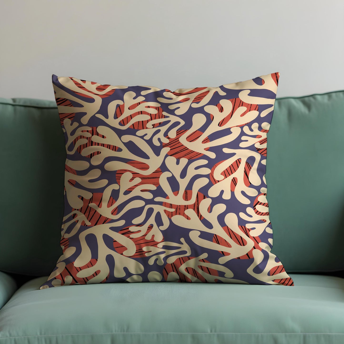 Abstract Coral Reef Cushion Cover, Modern Ocean Pillow Cover