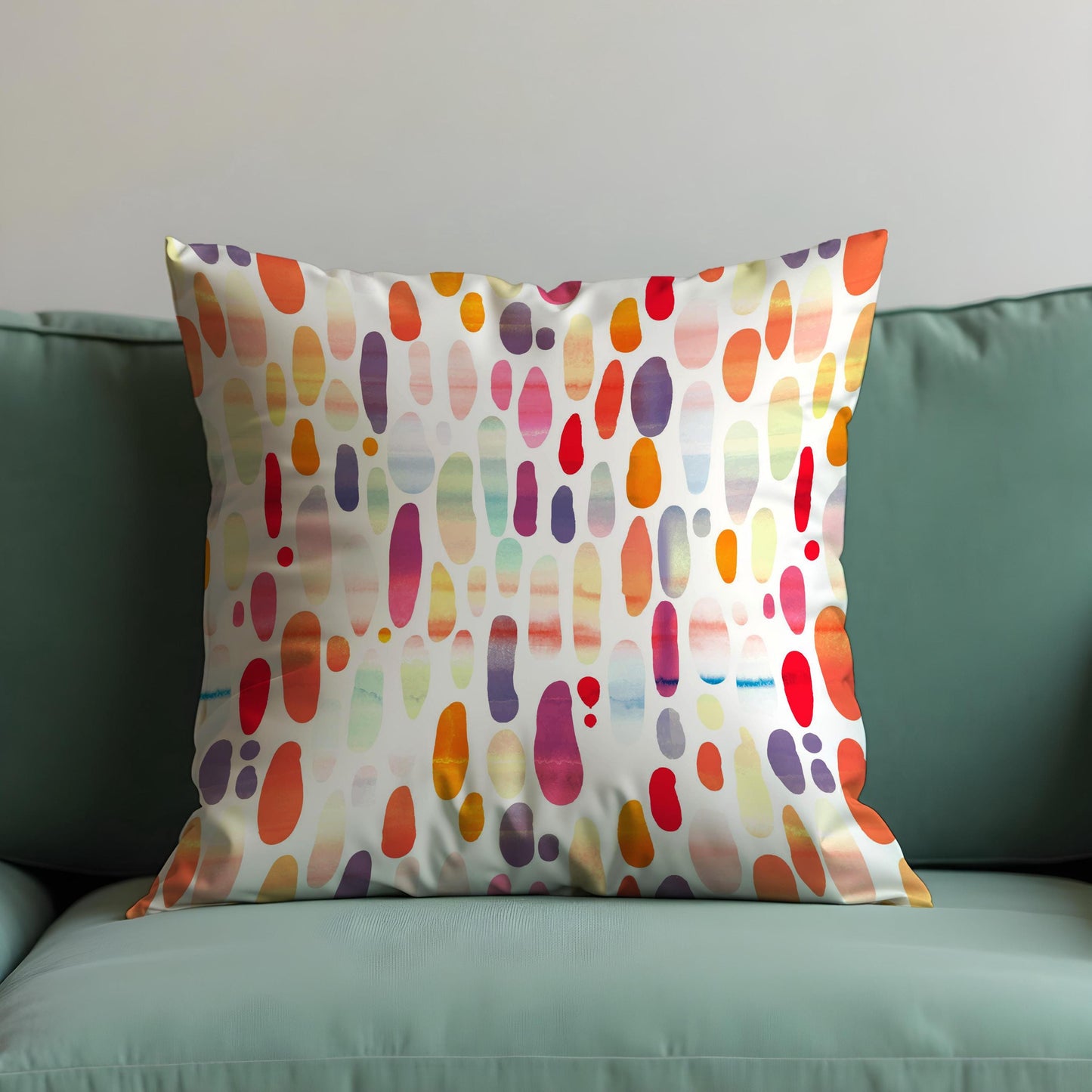 Colorful Watercolor Cushion Cover, Rainbow Dot Throw Pillow Cover