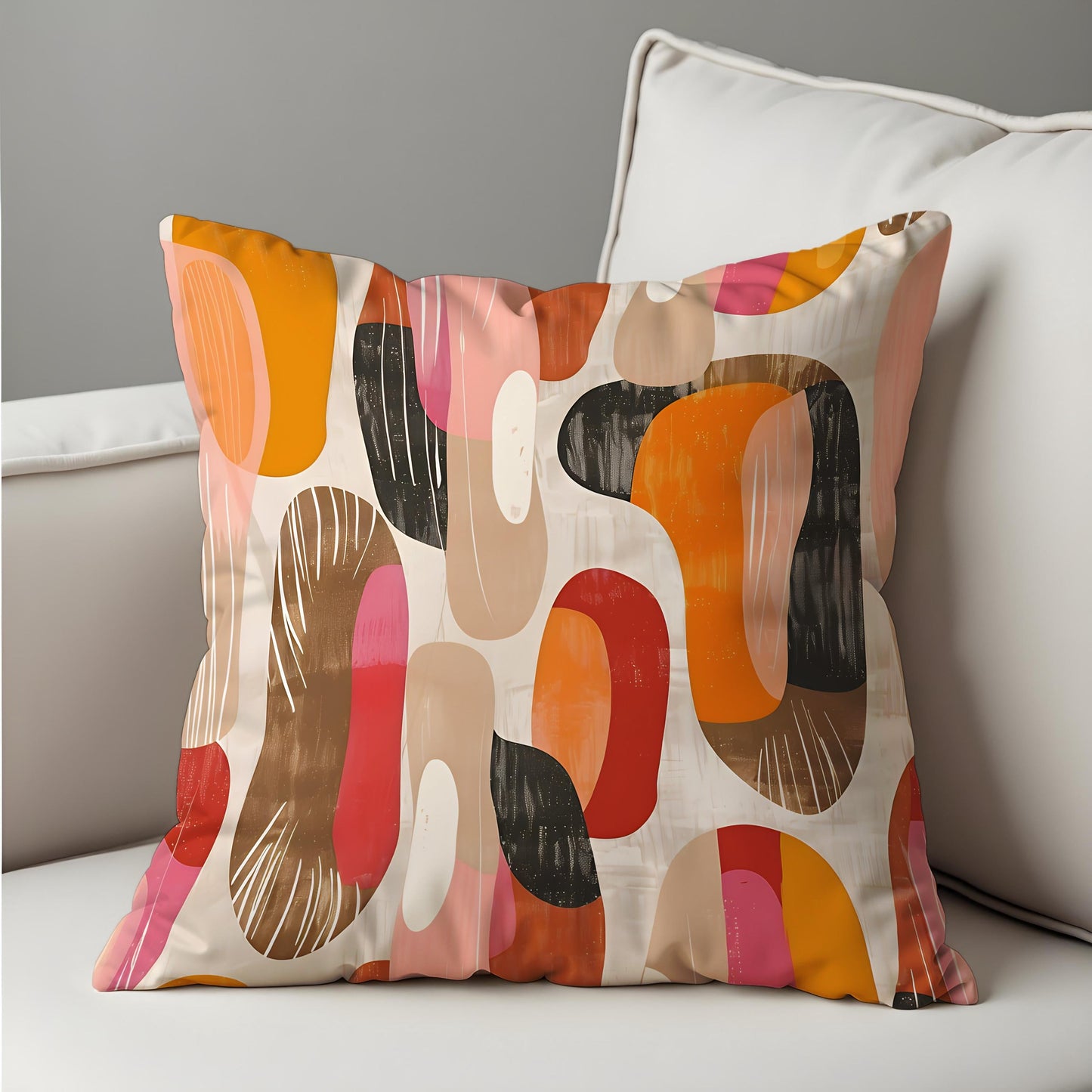 Modern Abstract Cushion Cover, Bold Organic Shapes Pillow Cover