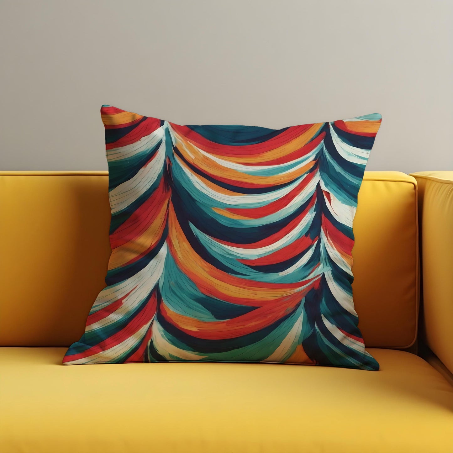 Colorful Feather Brushstroke Cushion Cover, Bold Abstract Pillow Cover