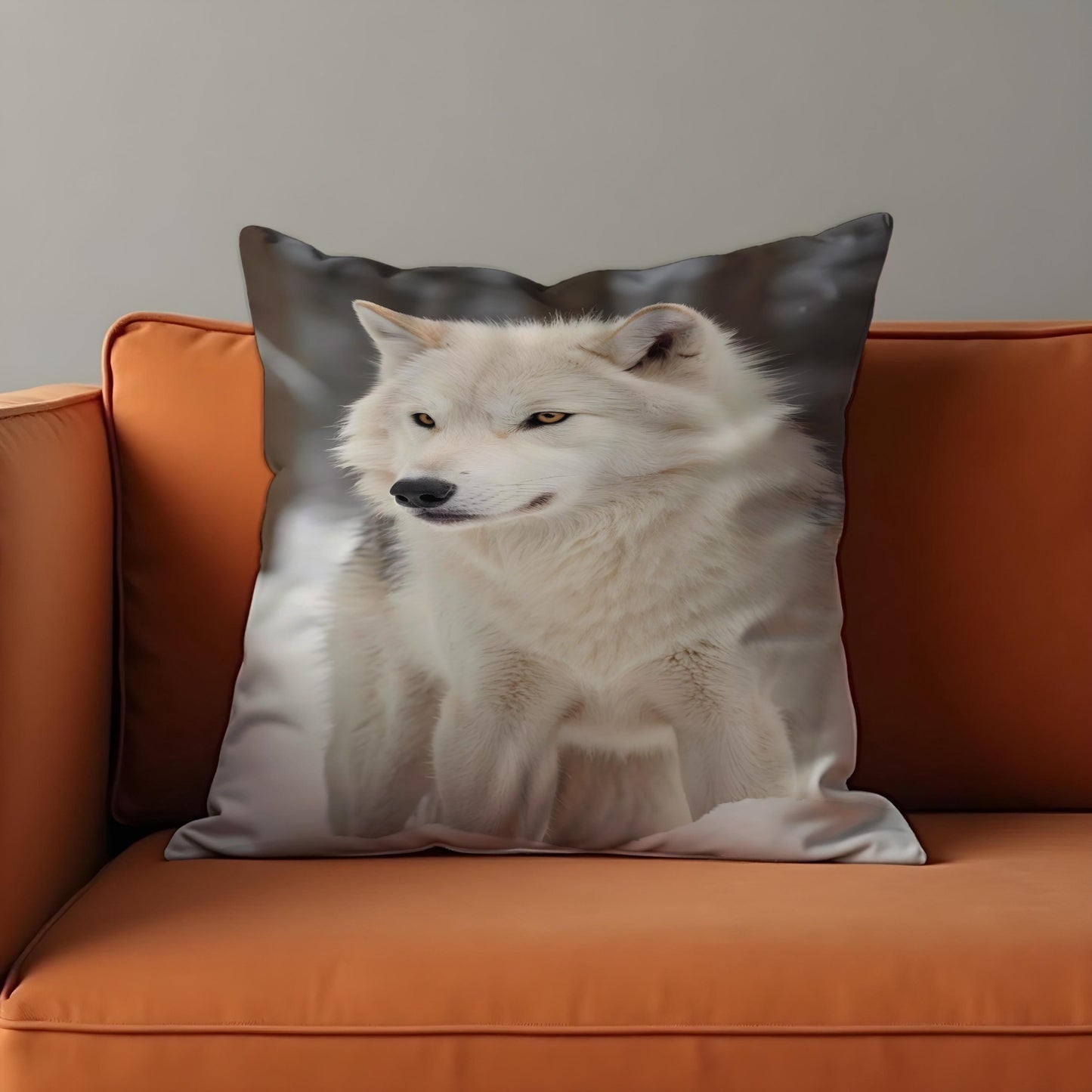 White Wolf Cushion Cover, Arctic Wolf Throw Pillow Cover