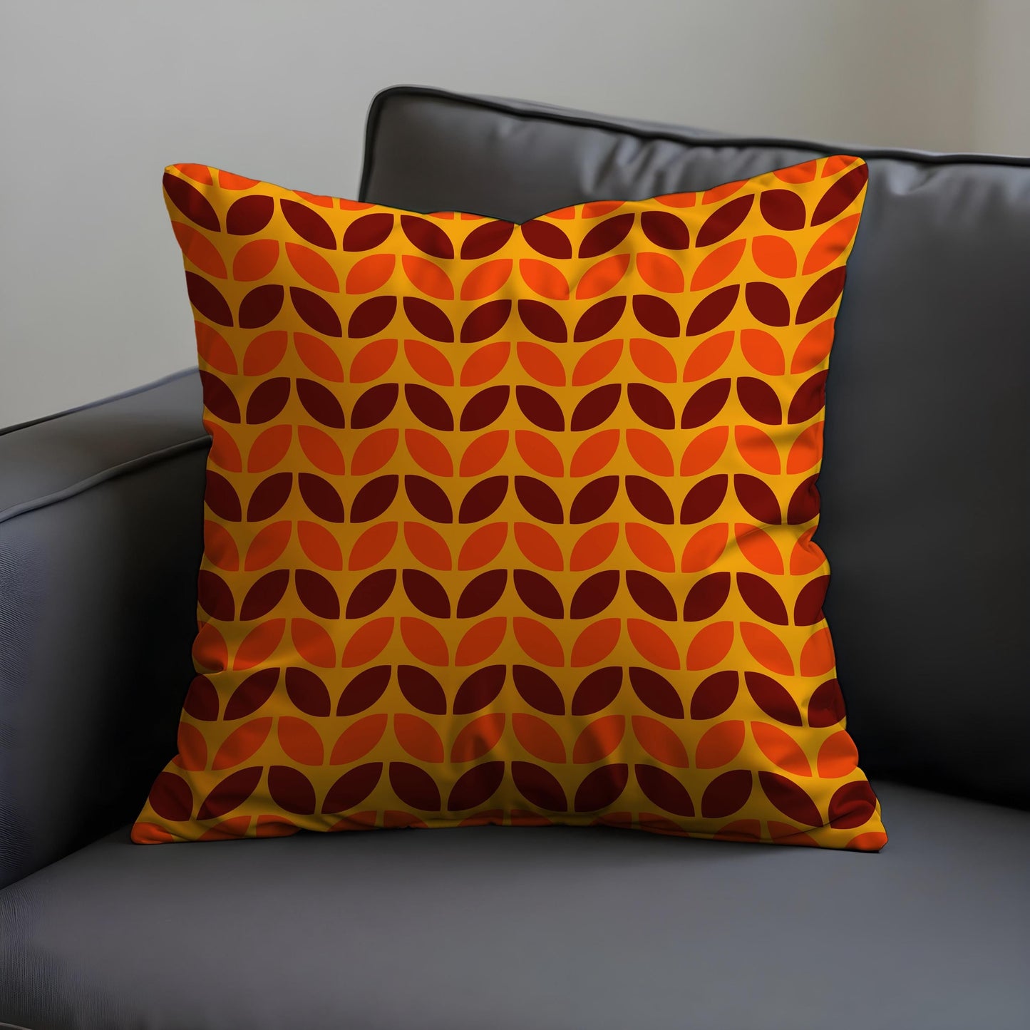 Retro Leaf Pattern Cushion Cover, Mid-Century Modern Pillow Case