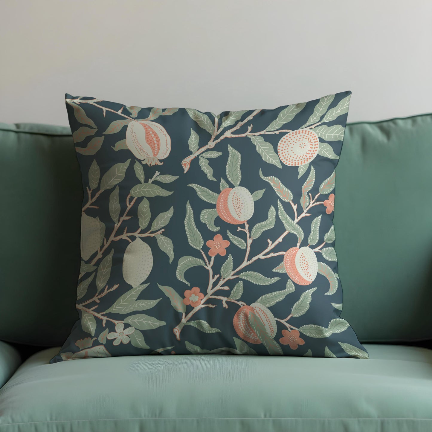 Classic Fruit Tree Cushion Cover, Botanical Pomegranate Pillow Cover