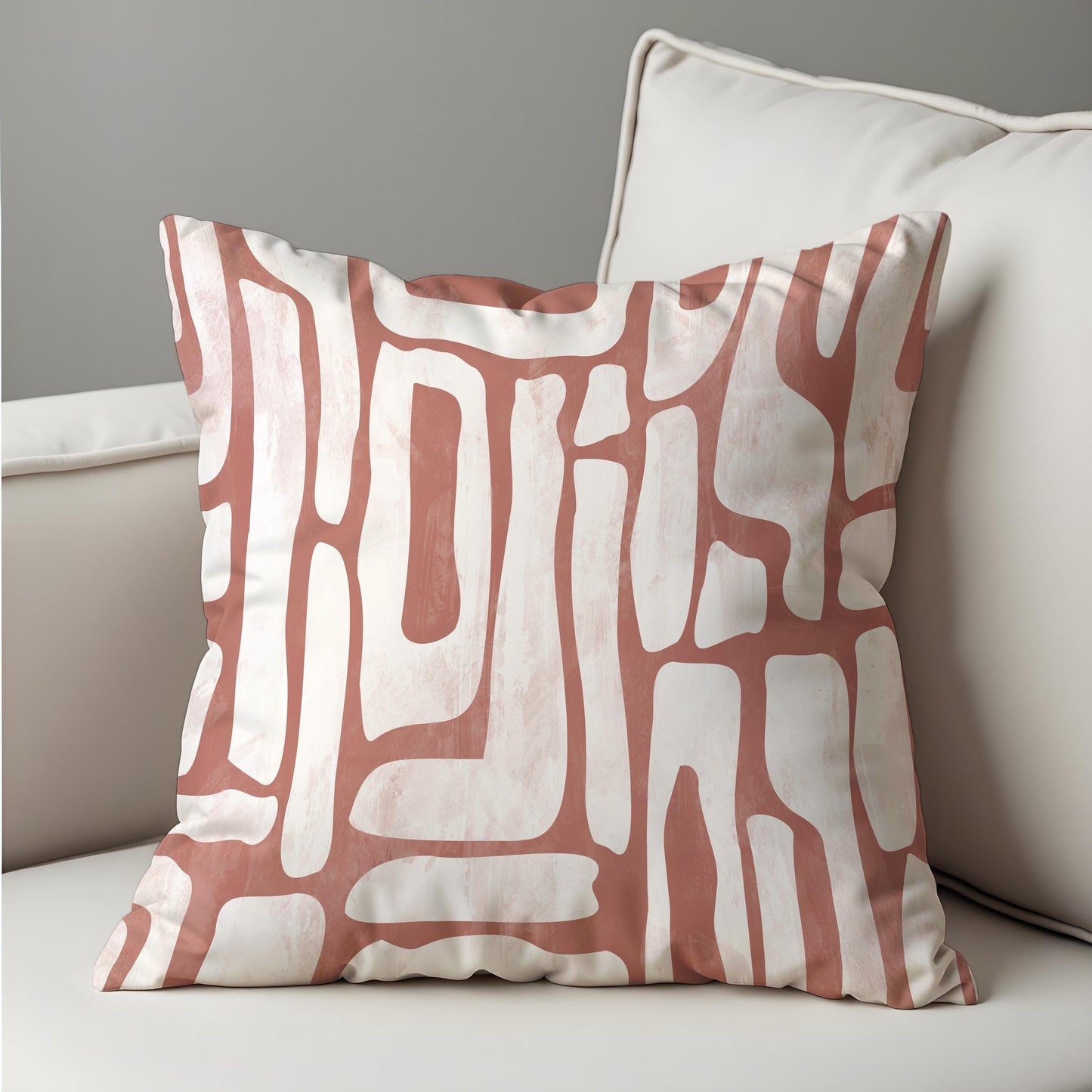 Blush Pink Abstract Cushion Cover , Organic Line ArtPillow Case