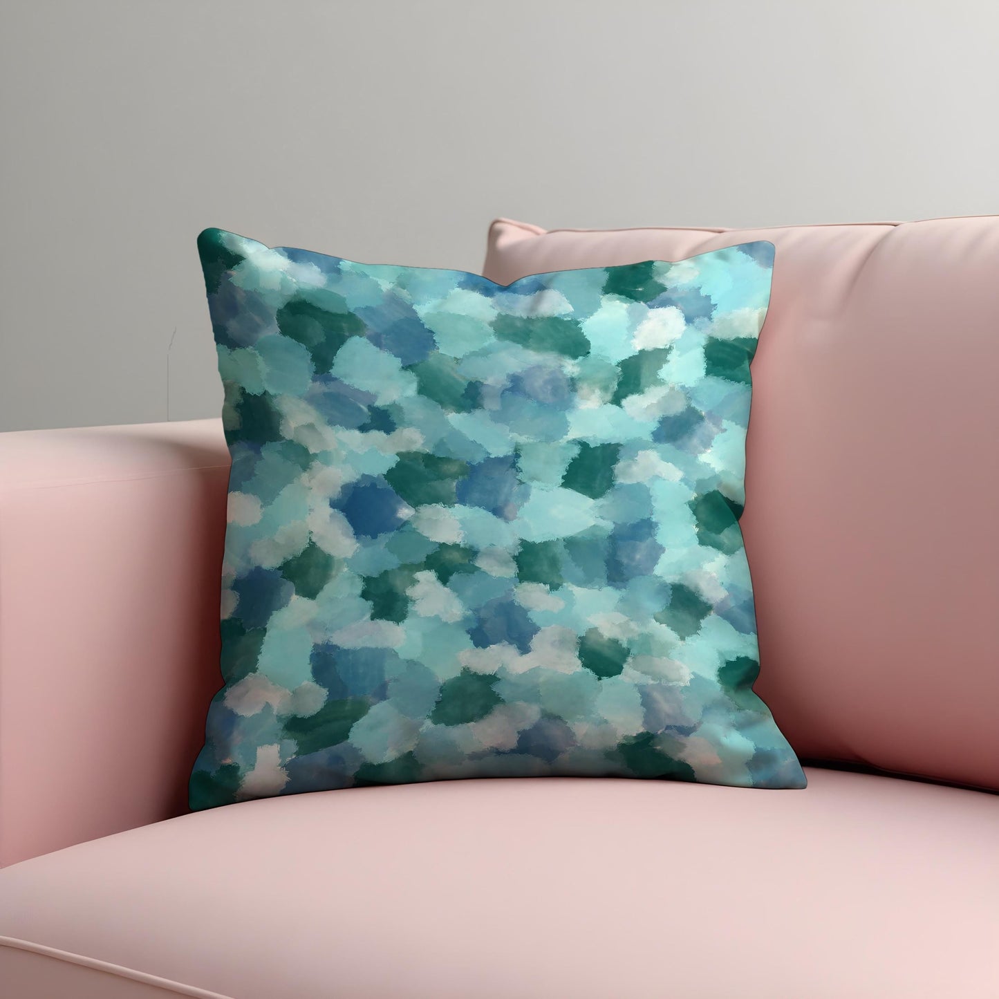 Blue Green Abstract Watercolor Cushion Cover, Coastal Throw Pillow Case