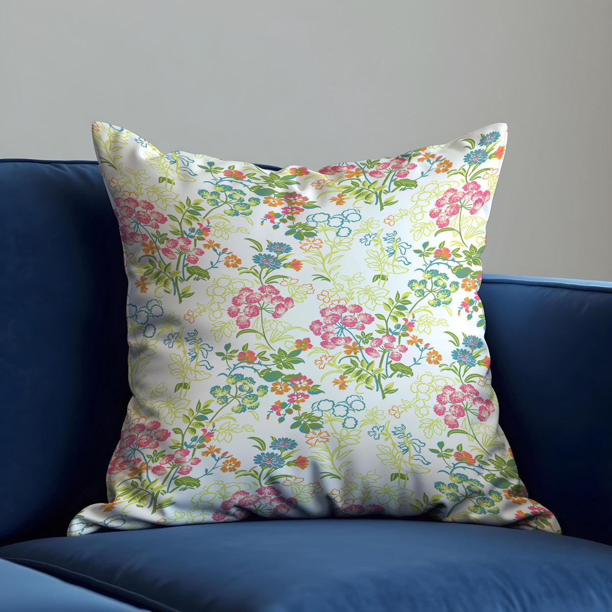 Pastel Floral Cushion Cover, Classic Garden Throw Pillow Case